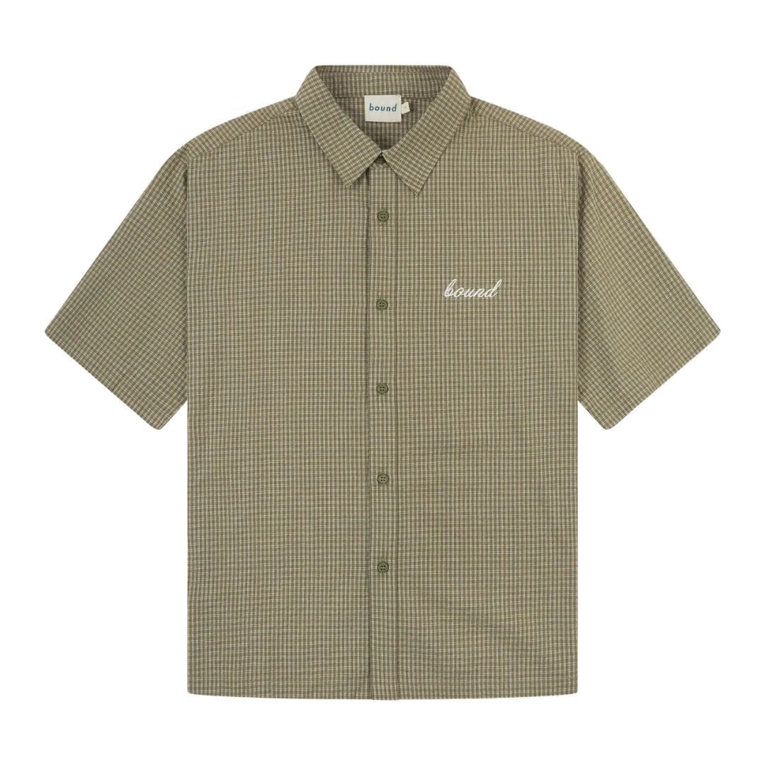 bound Gingham Cropped Shirt - Olive