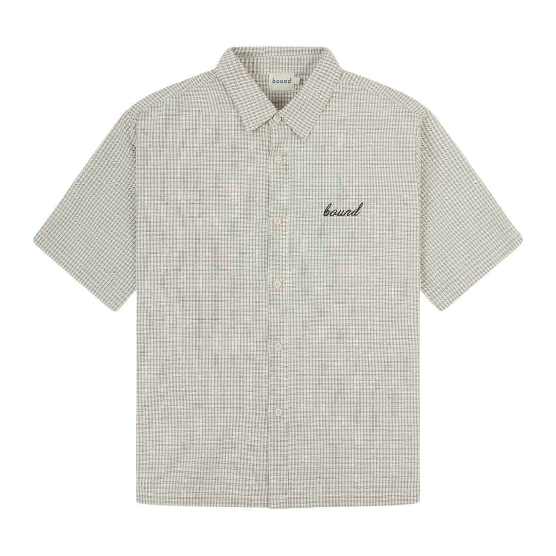 bound Gingham Cropped Shirt - Ecru