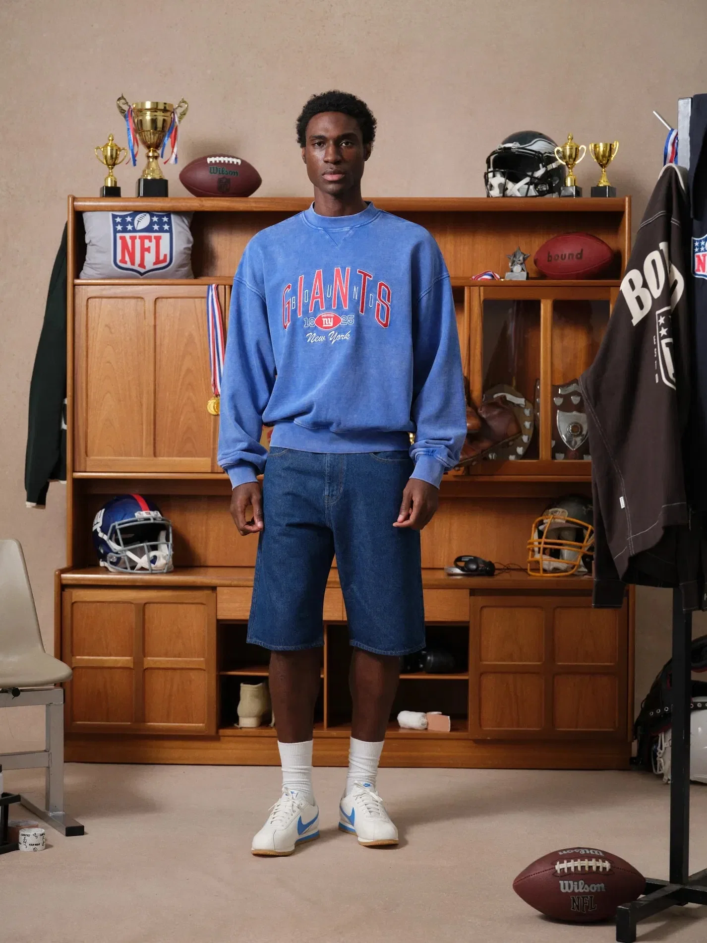 bound x NFL Giants Vintage Washed Sweater - Blue