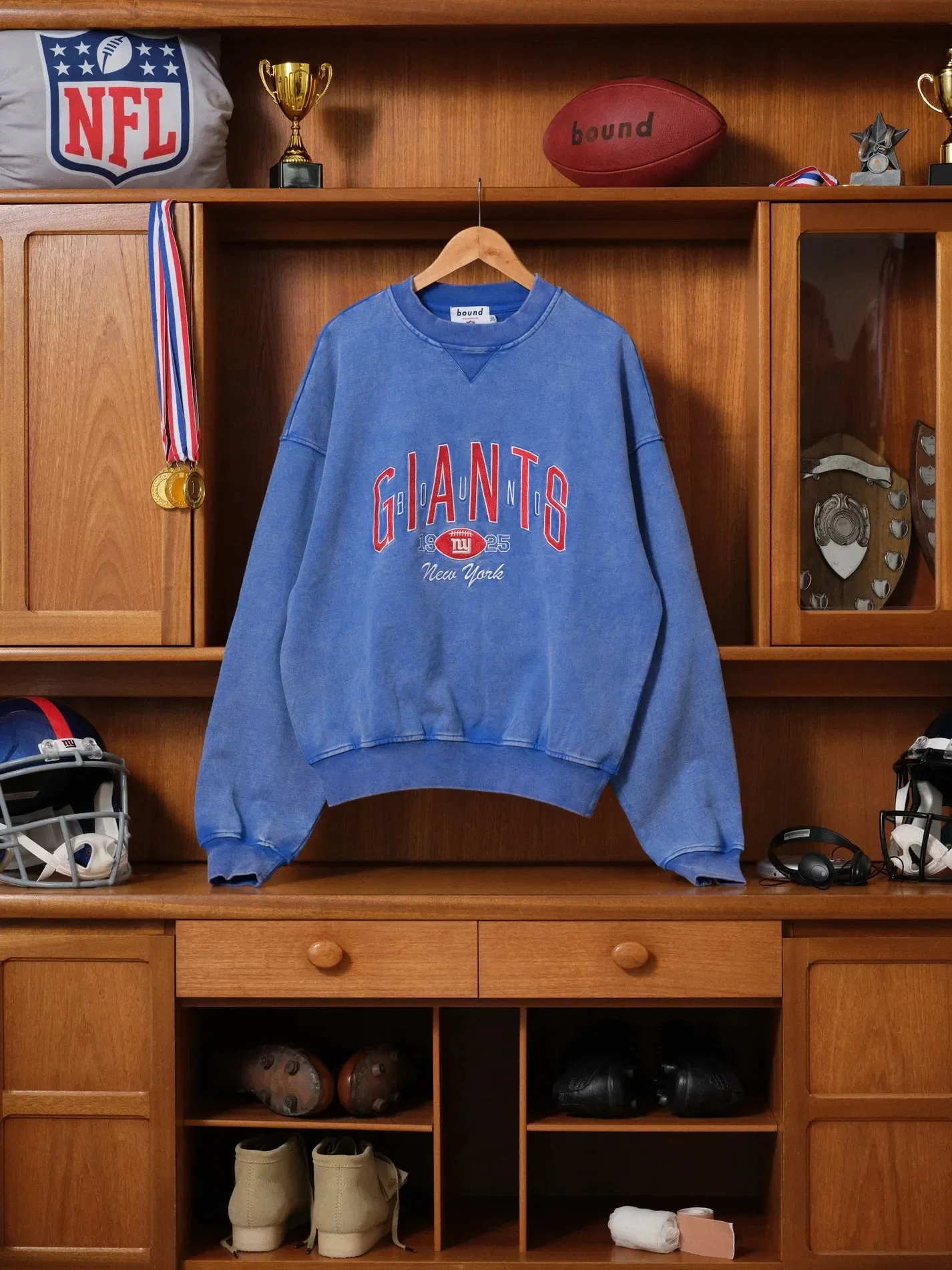 bound x NFL Giants Vintage Washed Sweater - Blue