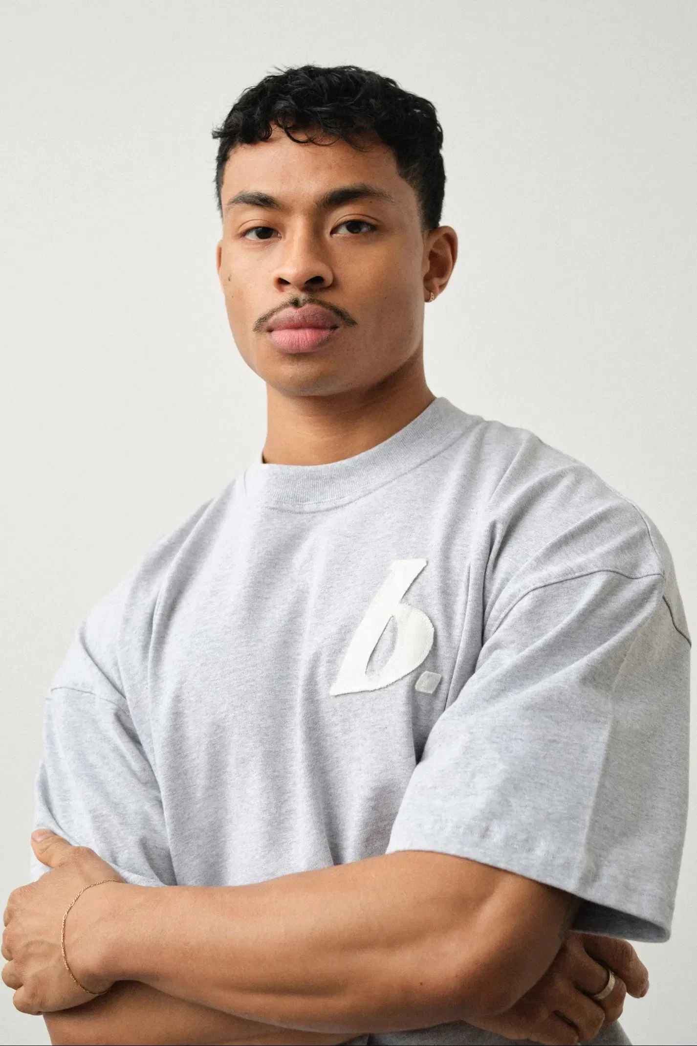 bound Stamp Boxy Tee - Grey Marl