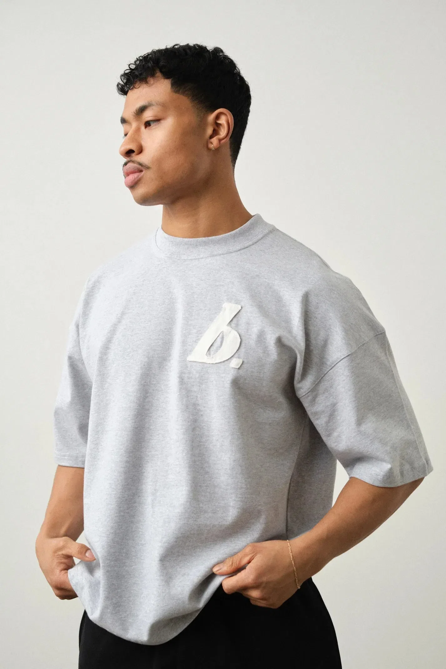bound Stamp Boxy Tee - Grey Marl