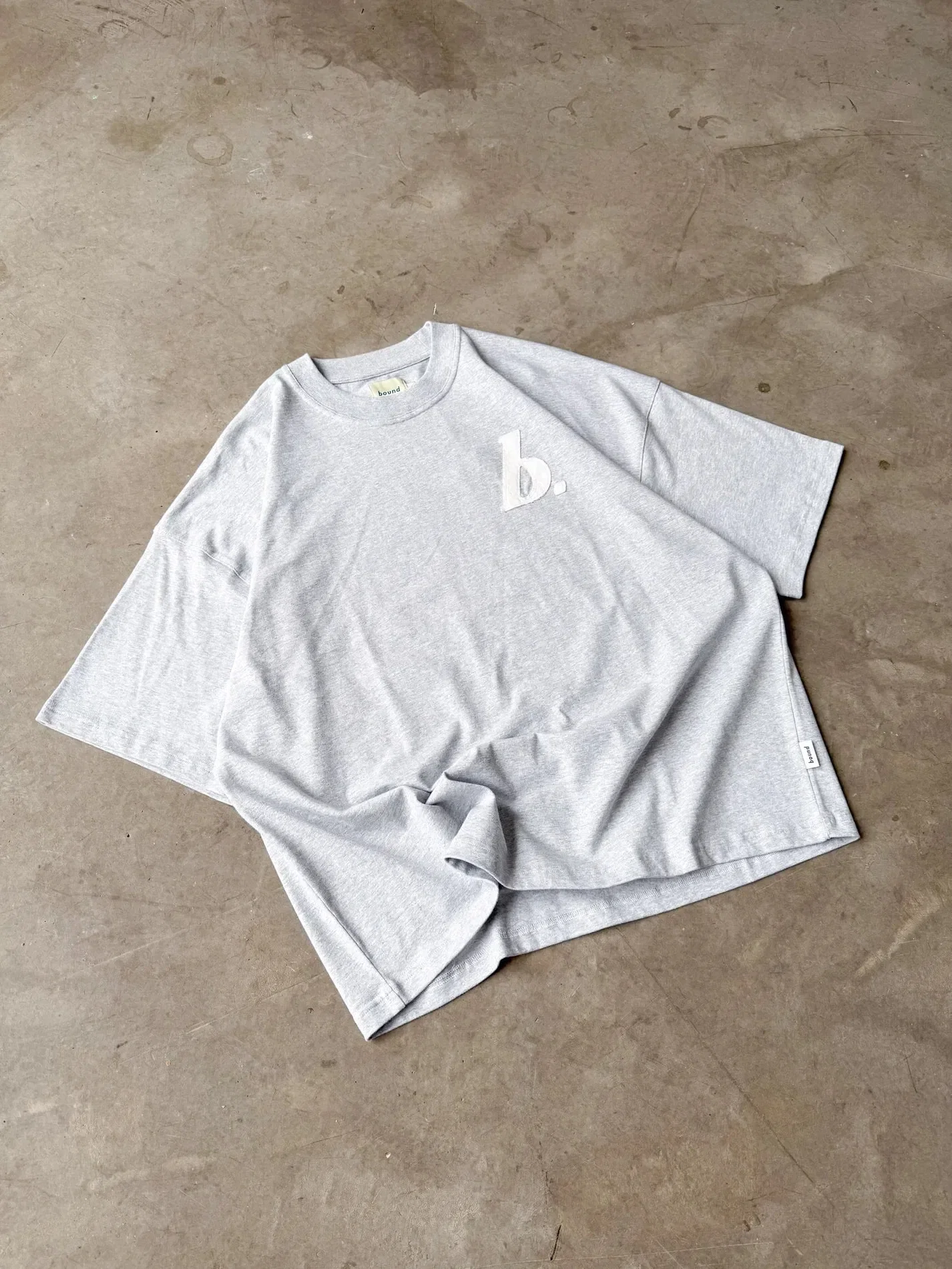 bound Stamp Boxy Tee - Grey Marl