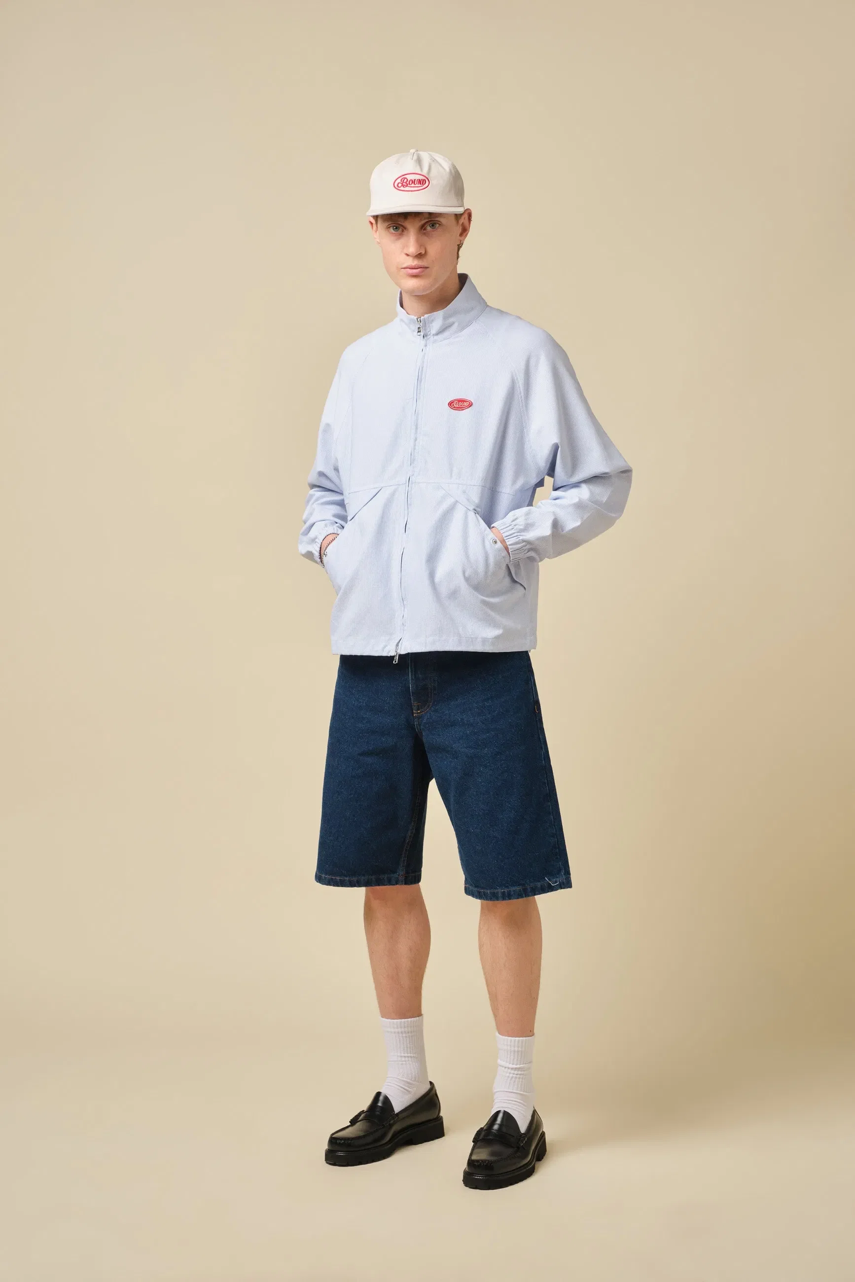 bound Retro Embroidered 5 Panel Cap - Bone