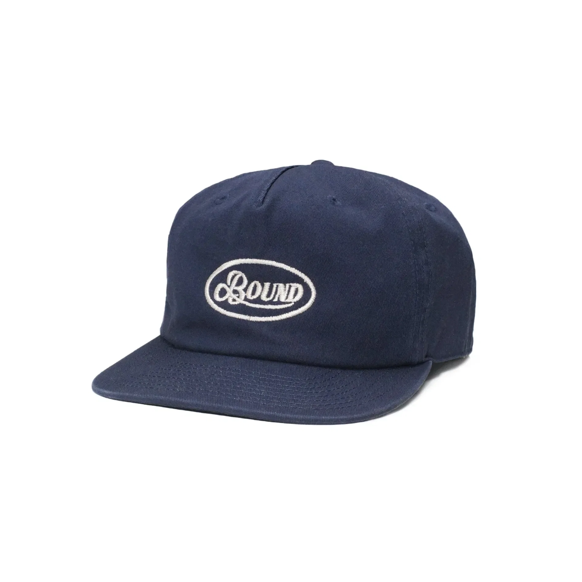 bound Retro Embroidered 5 Panel Cap - Navy