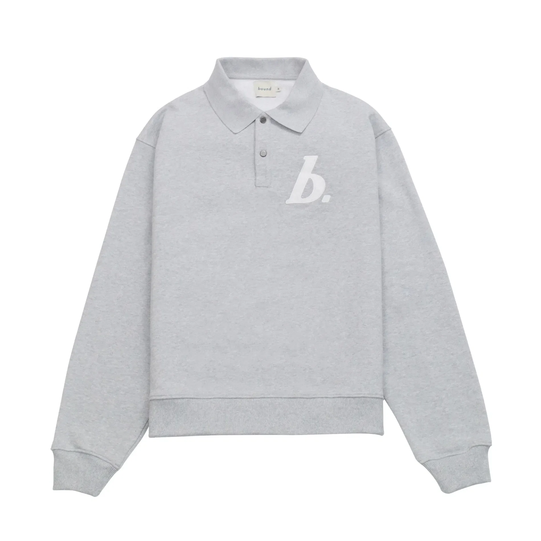 bound Stamp Polo Sweater - Grey Marl