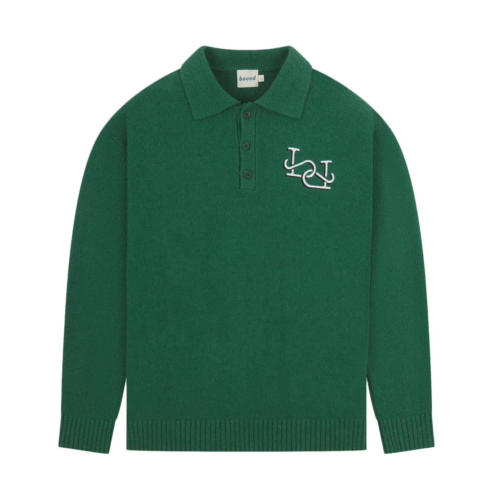 bound Textured Polo Sweater - Hunter Green