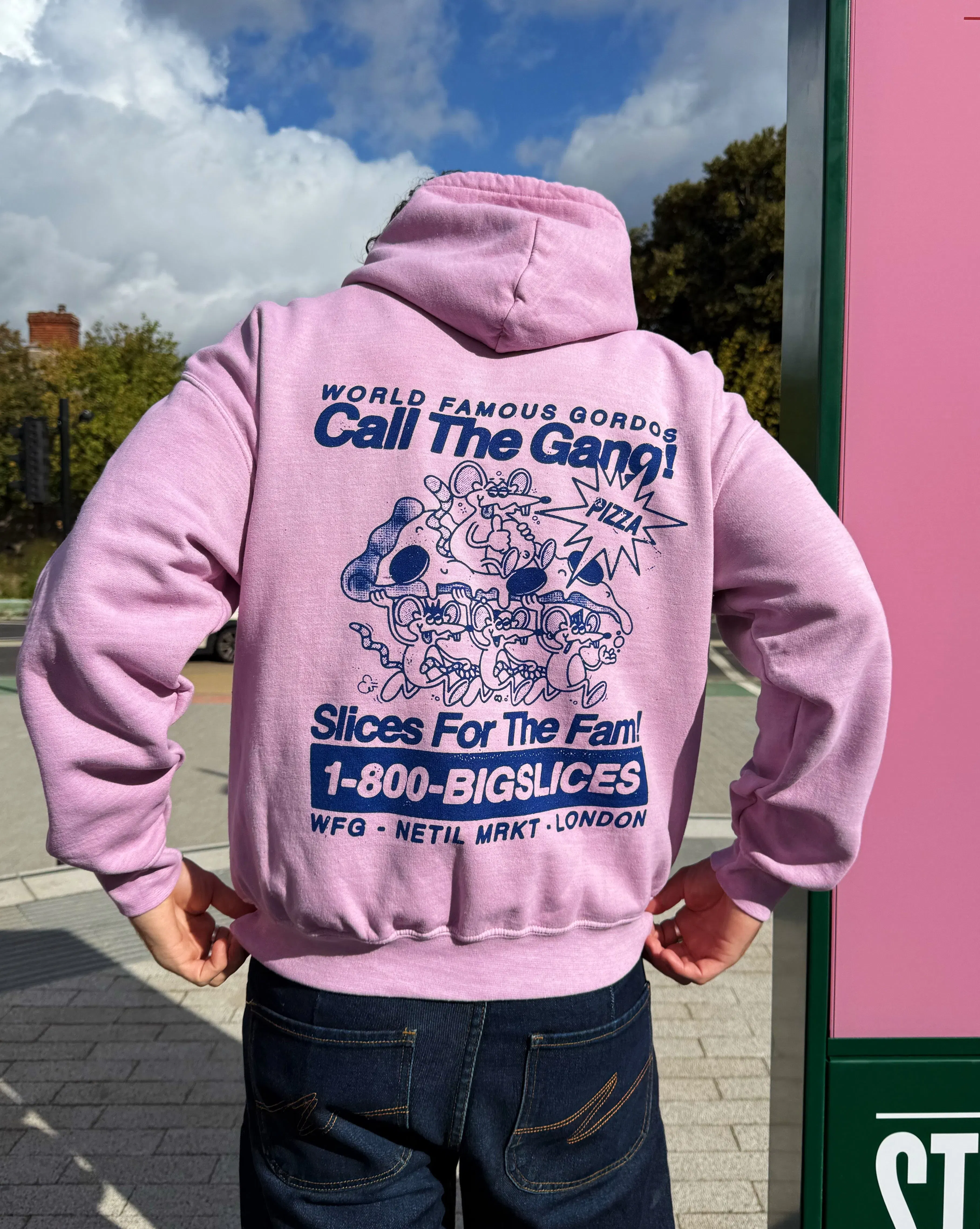 Gordos Pizzeria World Famous Gordos 'Call The Gang' Washed Hoodie - Pink