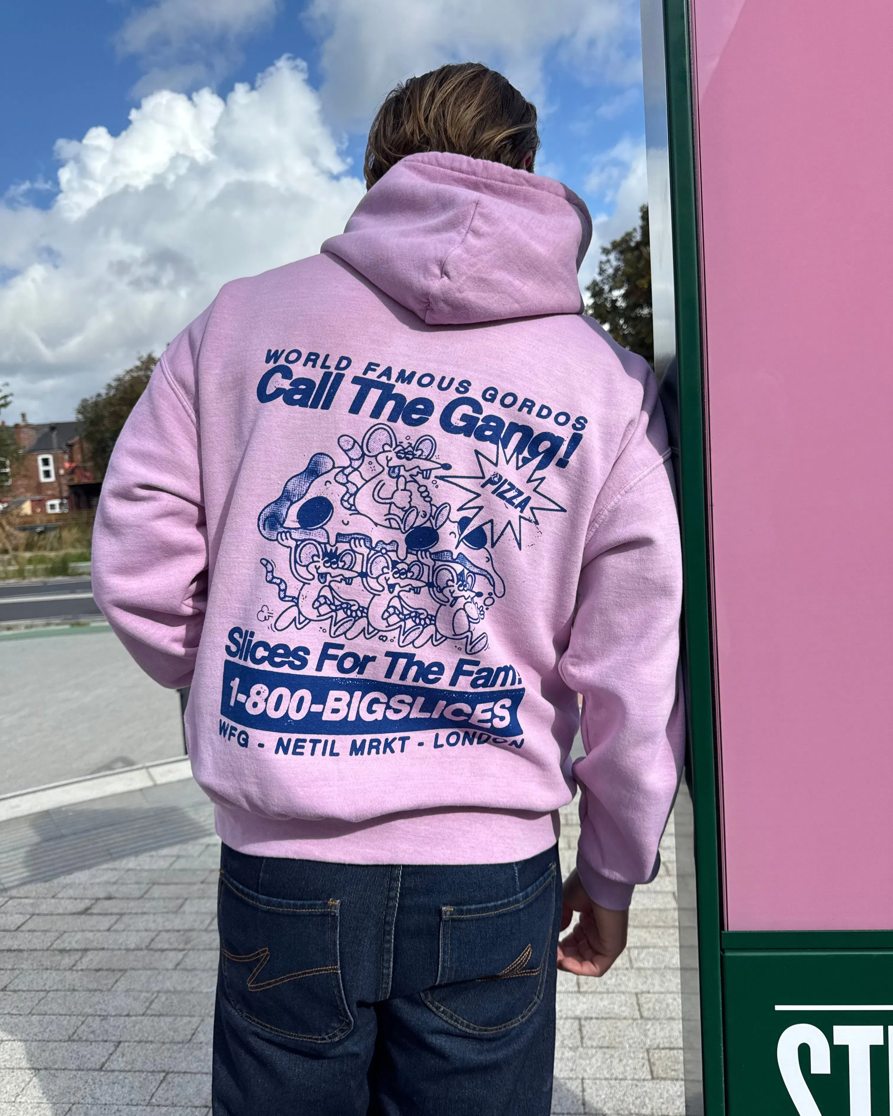 Gordos Pizzeria World Famous Gordos 'Call The Gang' Washed Hoodie - Pink