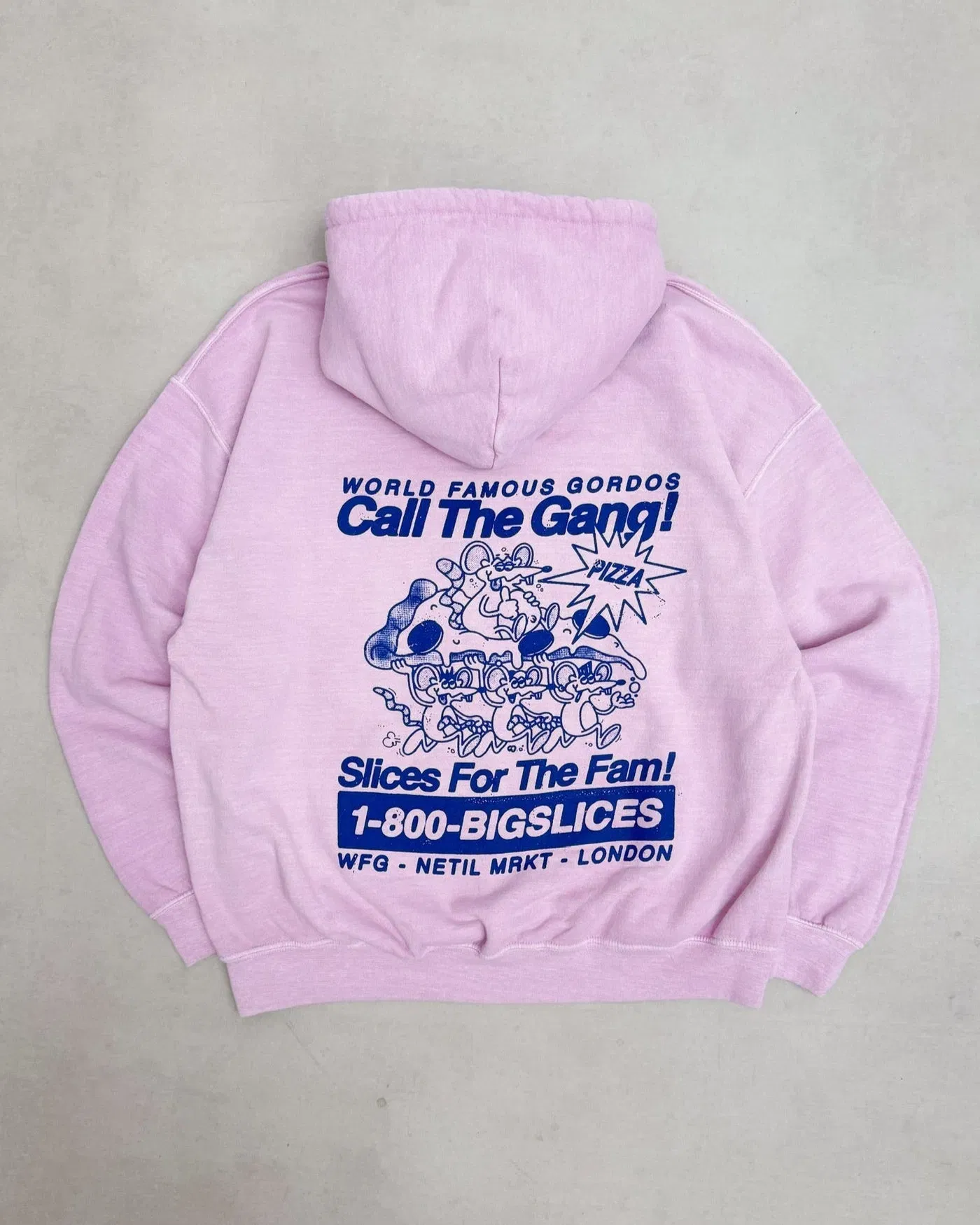 Gordos Pizzeria World Famous Gordos 'Call The Gang' Washed Hoodie - Pink