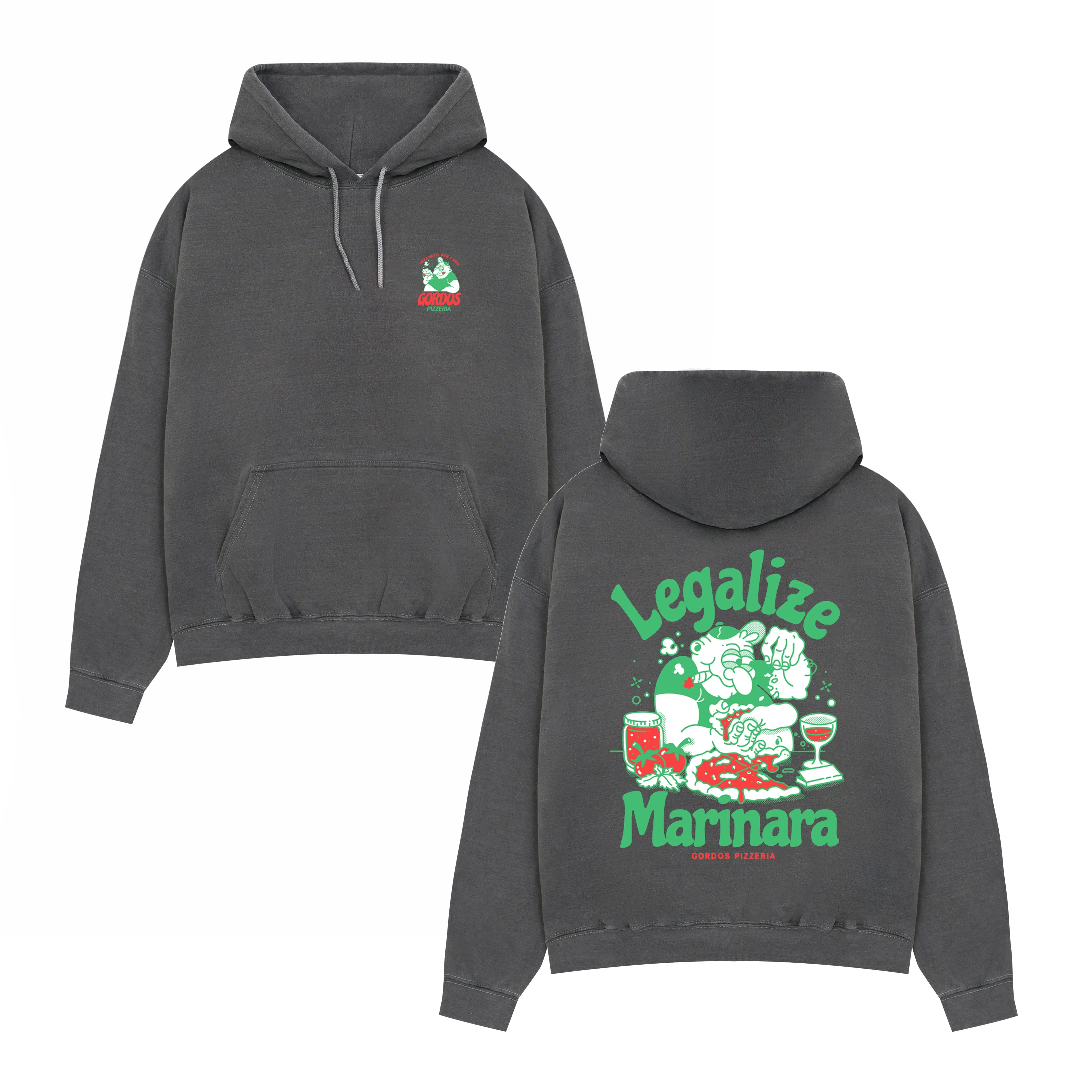 Gordos Pizzeria World Famous Gordos 'Legalize Marinara' Washed Hoodie - Black