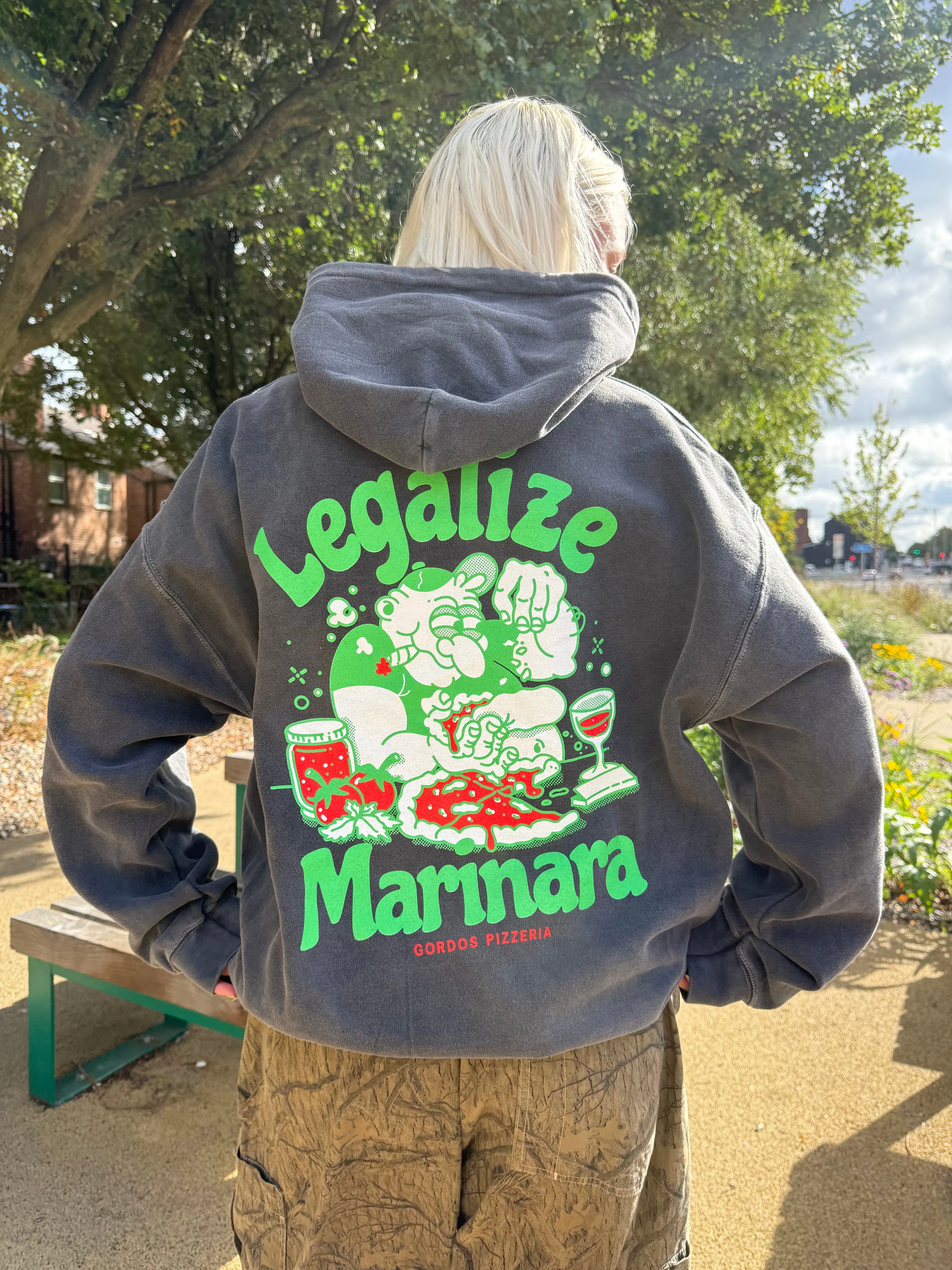 Gordos Pizzeria World Famous Gordos 'Legalize Marinara' Washed Hoodie - Black