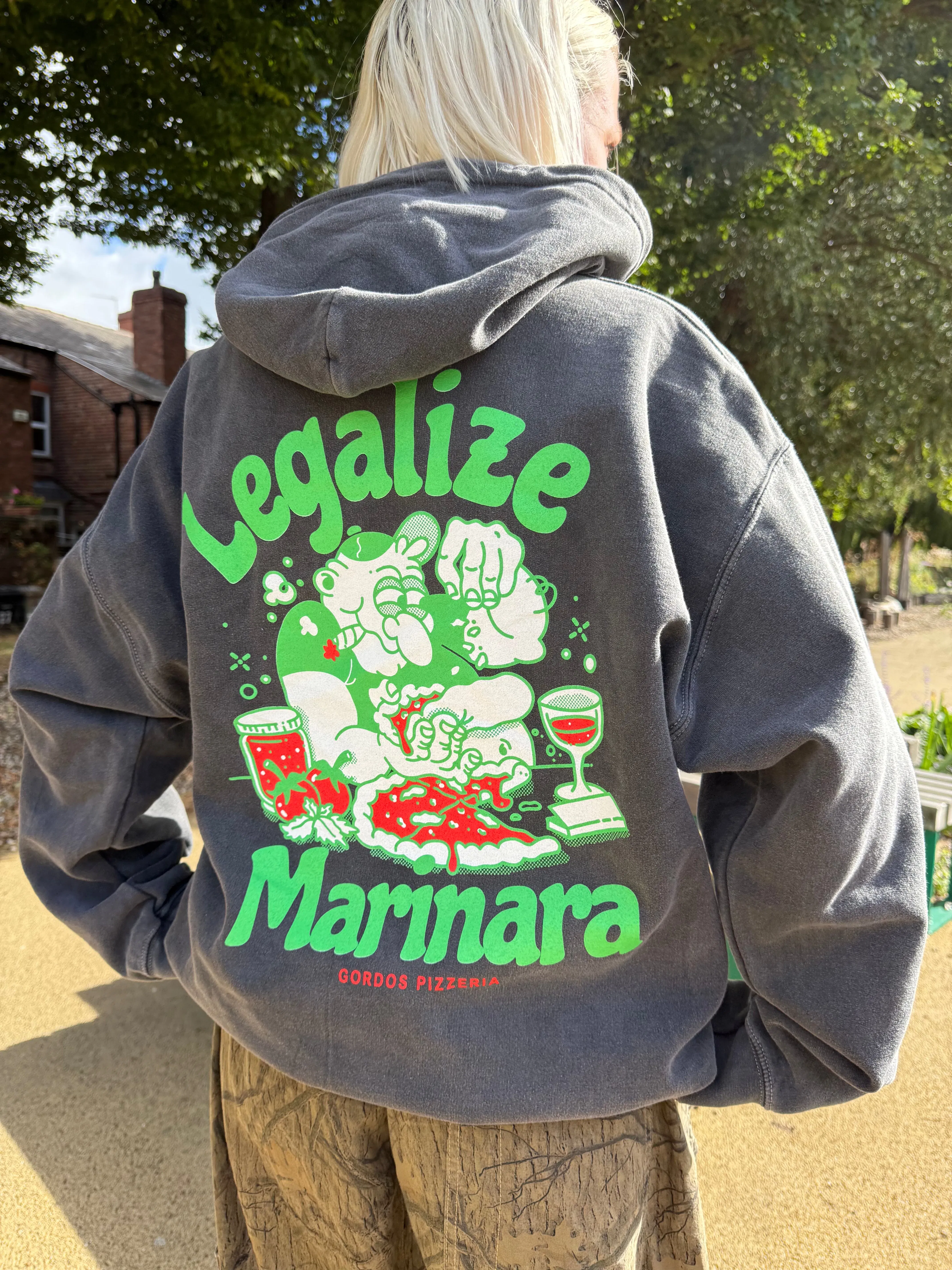 Gordos Pizzeria World Famous Gordos 'Legalize Marinara' Washed Hoodie - Black