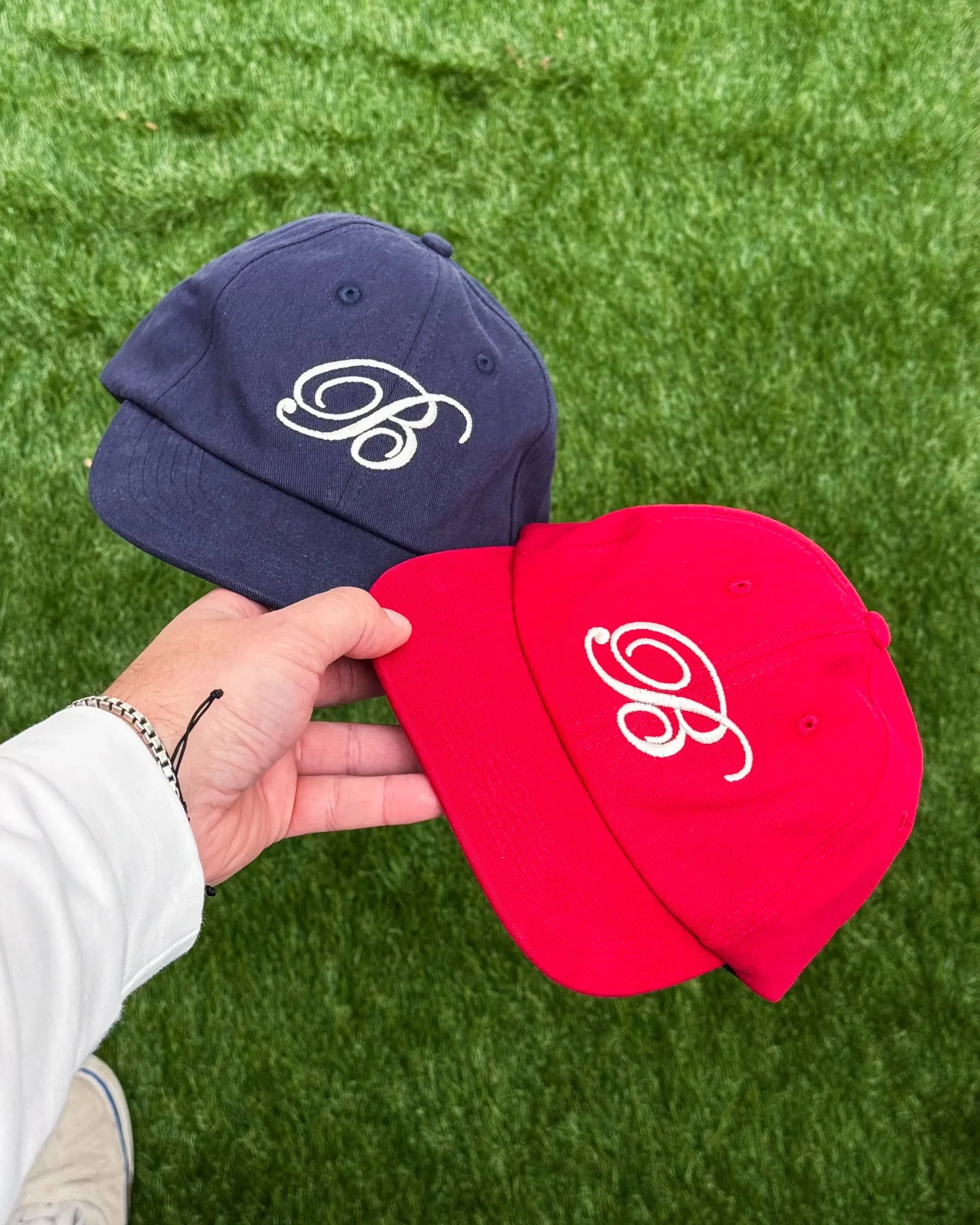 bound Script Embroidered 6 Panel Cap - Navy