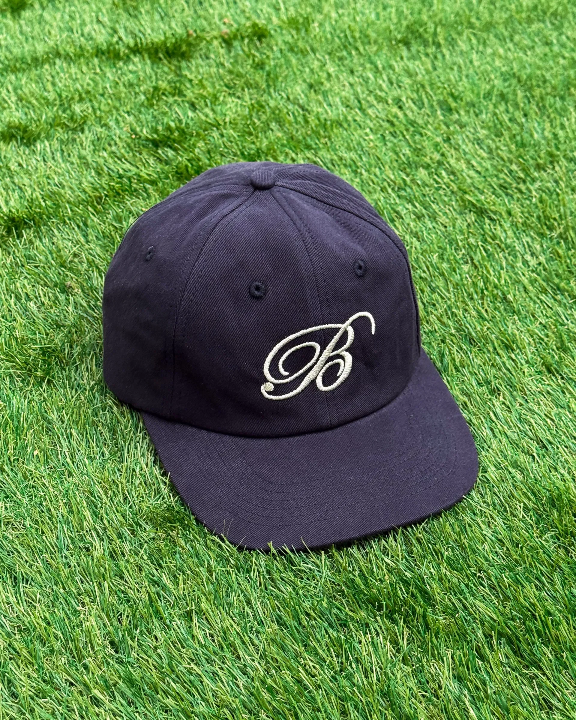 bound Script Embroidered 6 Panel Cap - Navy