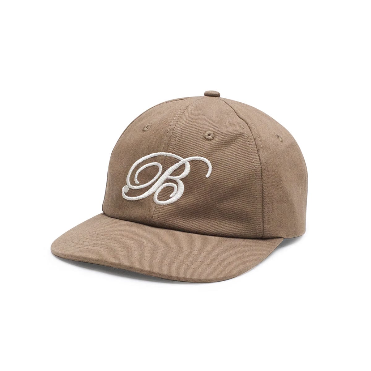 bound Script Embroidered 6 Panel Cap - Mushroom