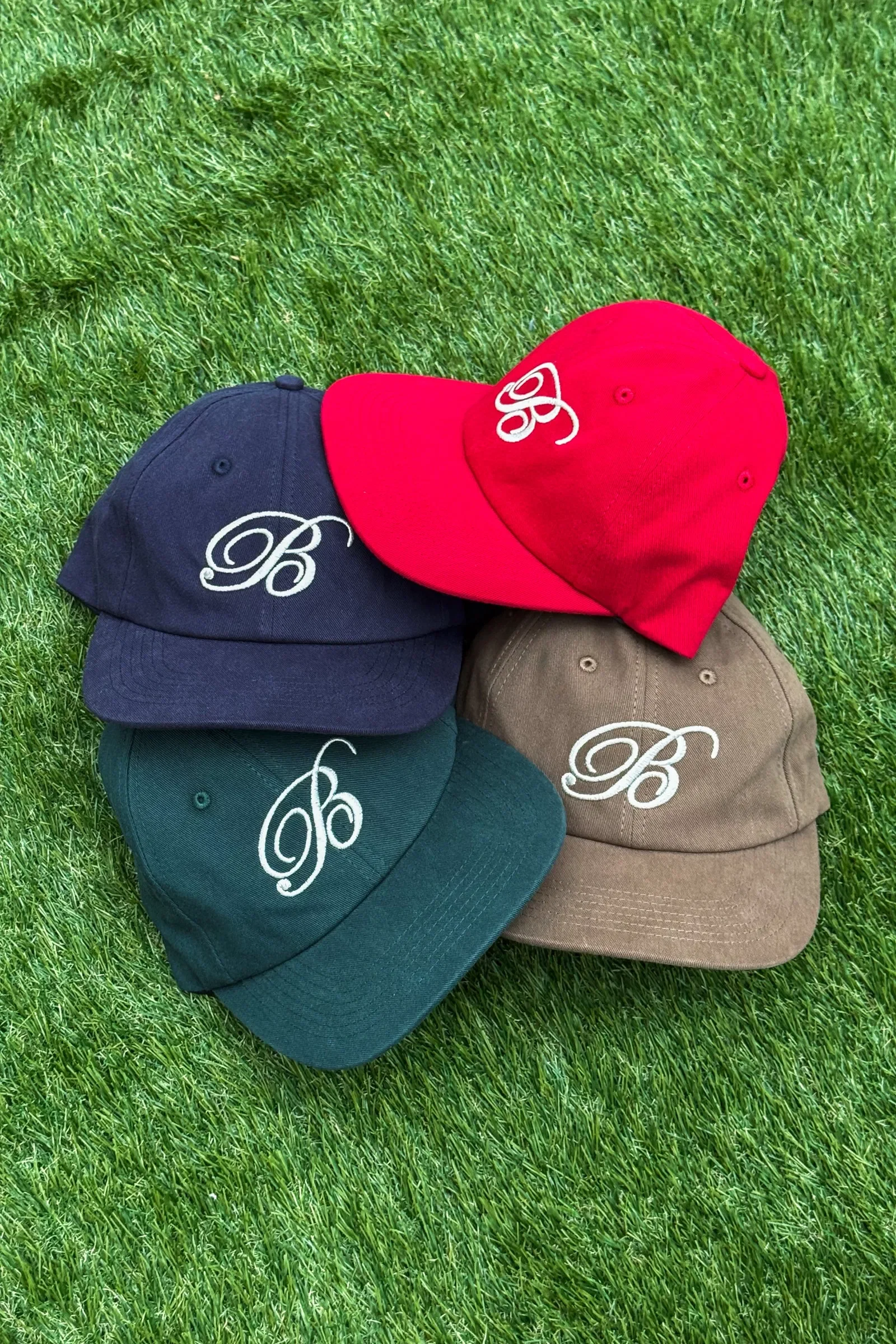 bound Script Embroidered 6 Panel Cap - Mushroom