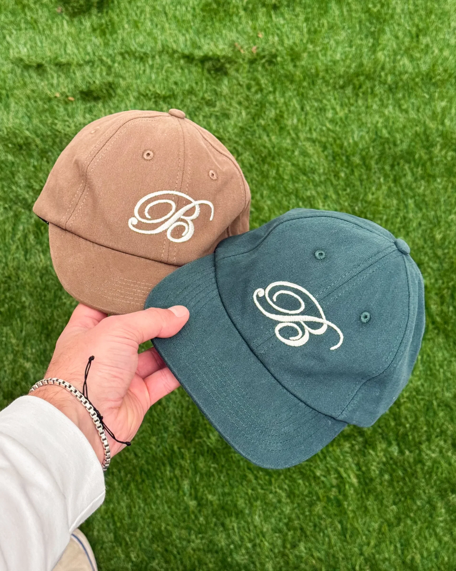 bound Script Embroidered 6 Panel Cap - Forest Green