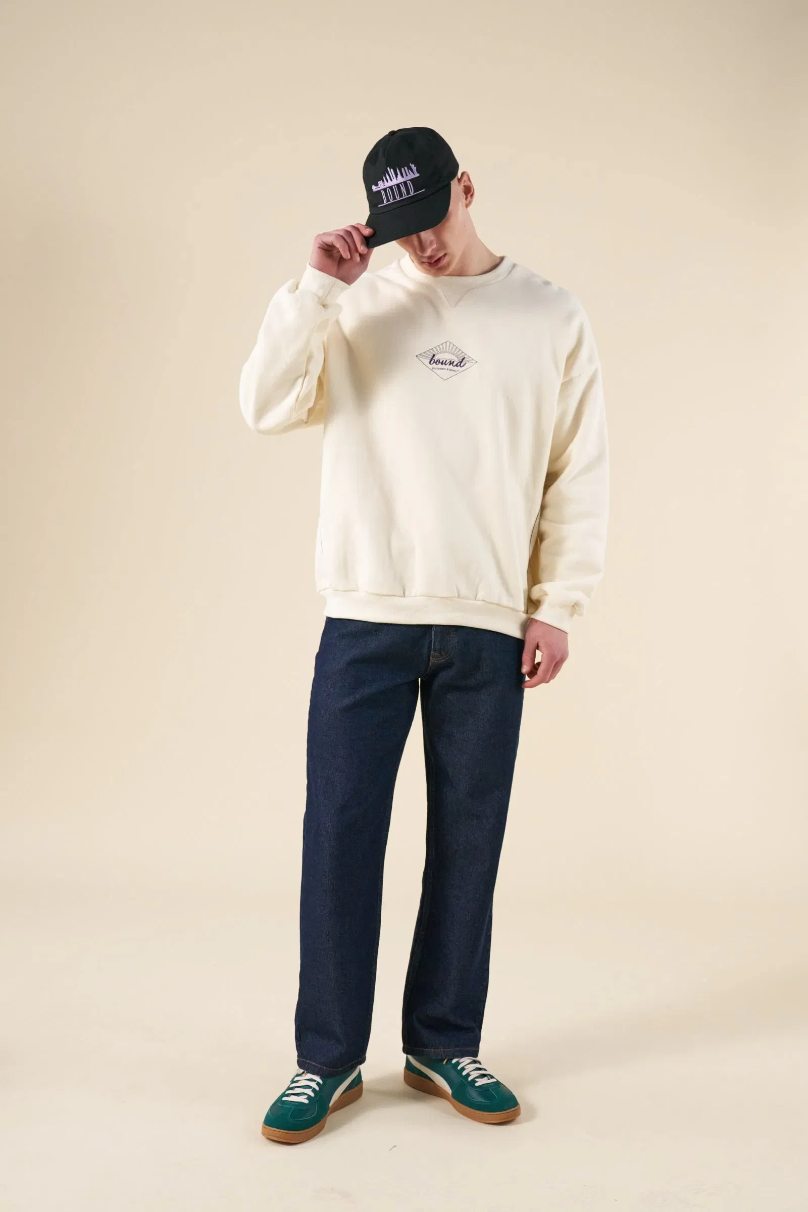 bound Sunrise Sweater - Ecru/Purple
