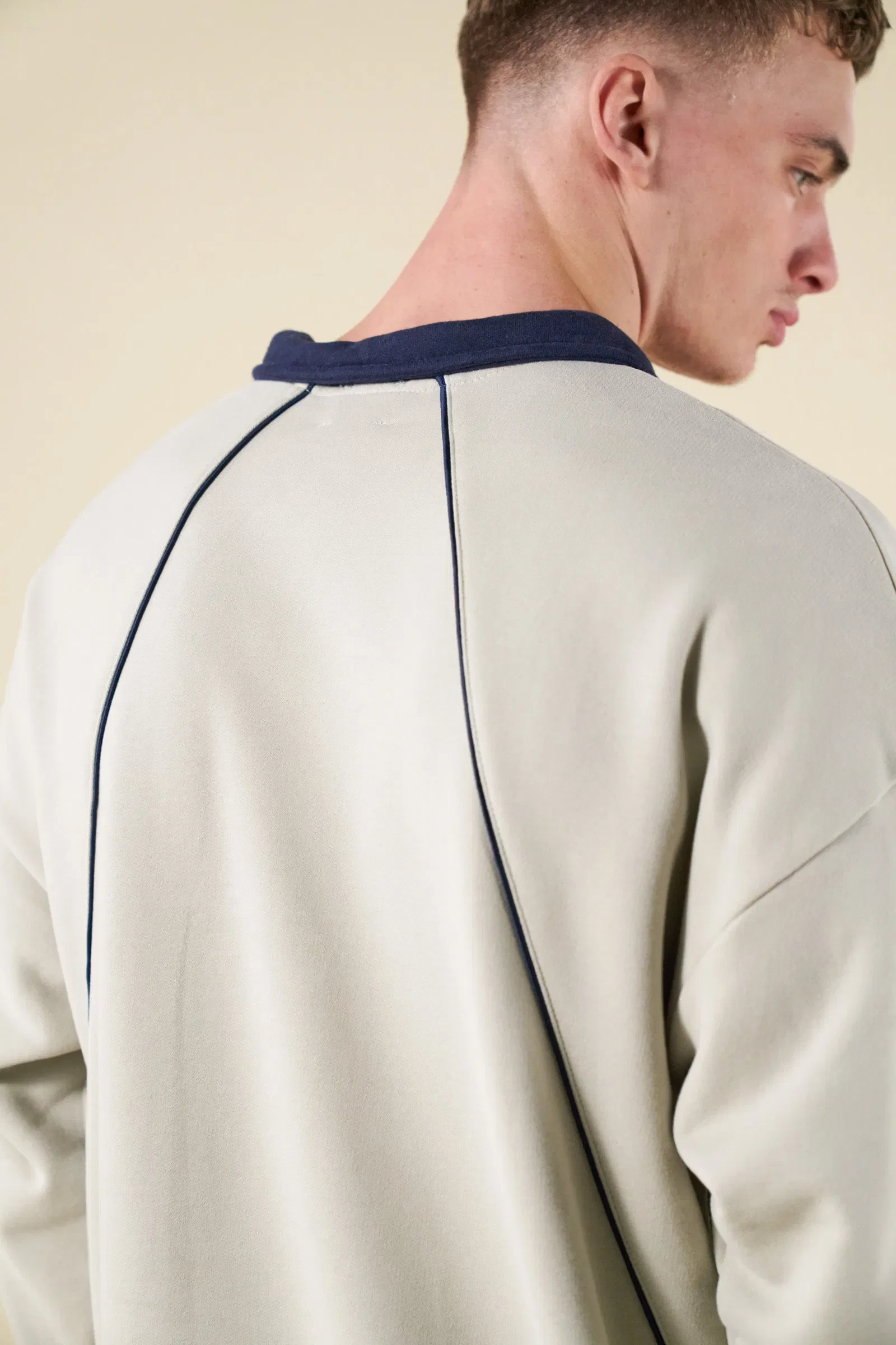 bound Retro Sports Grid Sweater - Grey/Navy