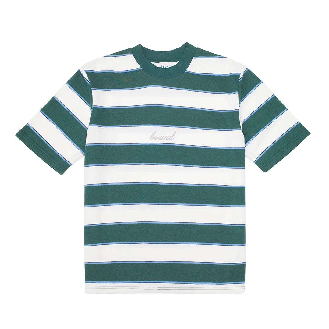 bound Pique Stripe Tee - Retro Green/Blue/White