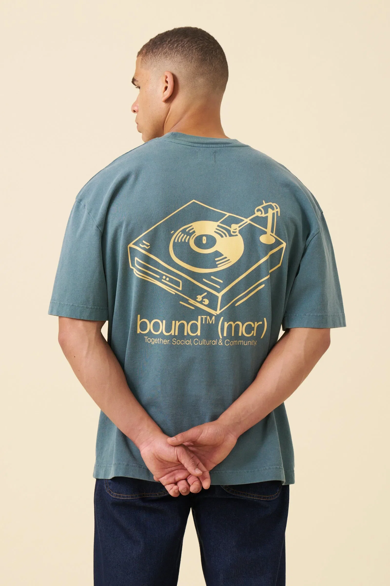 bound Record Tee - Washed Forest Green