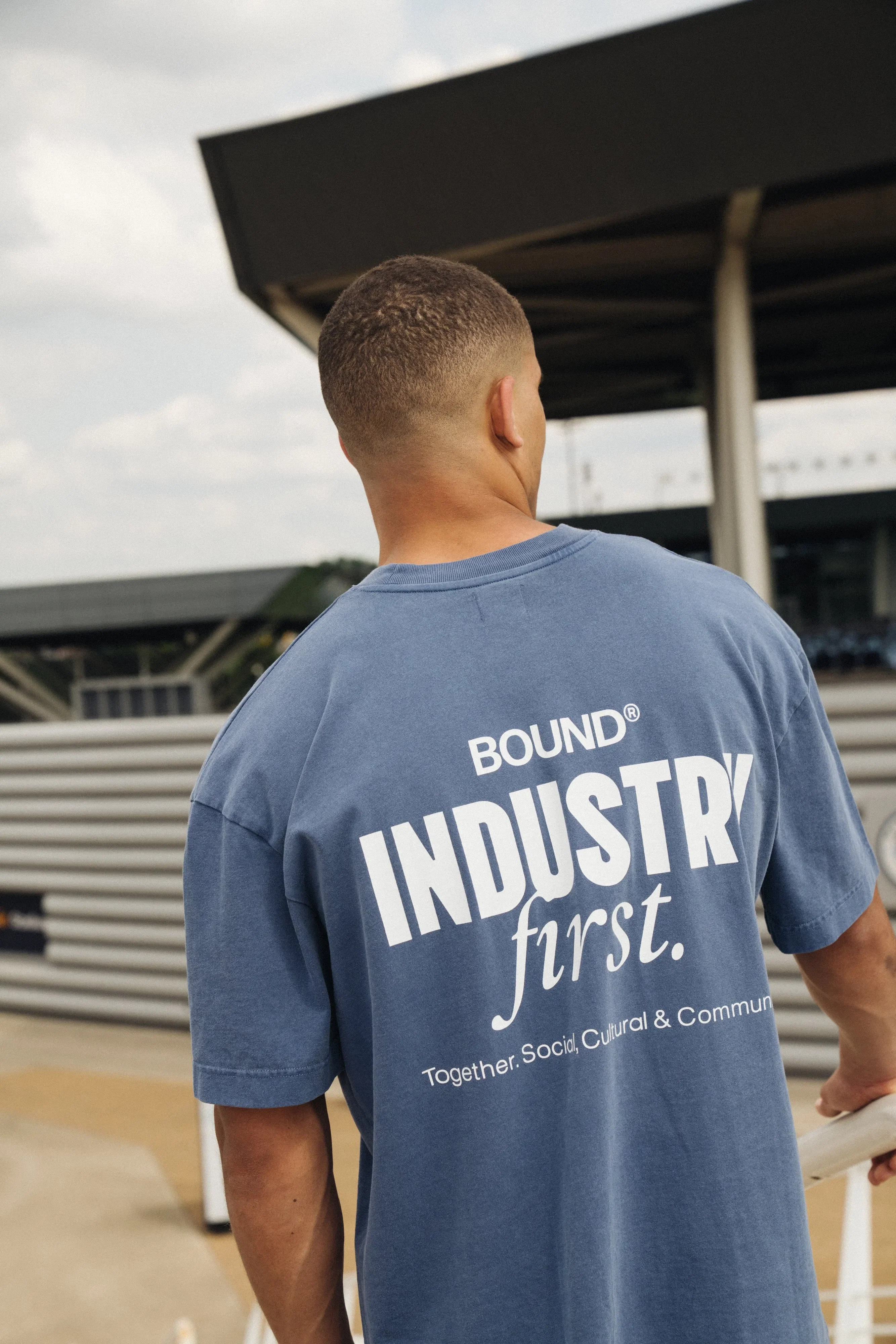 bound Industry First Tee - Washed Light Navy