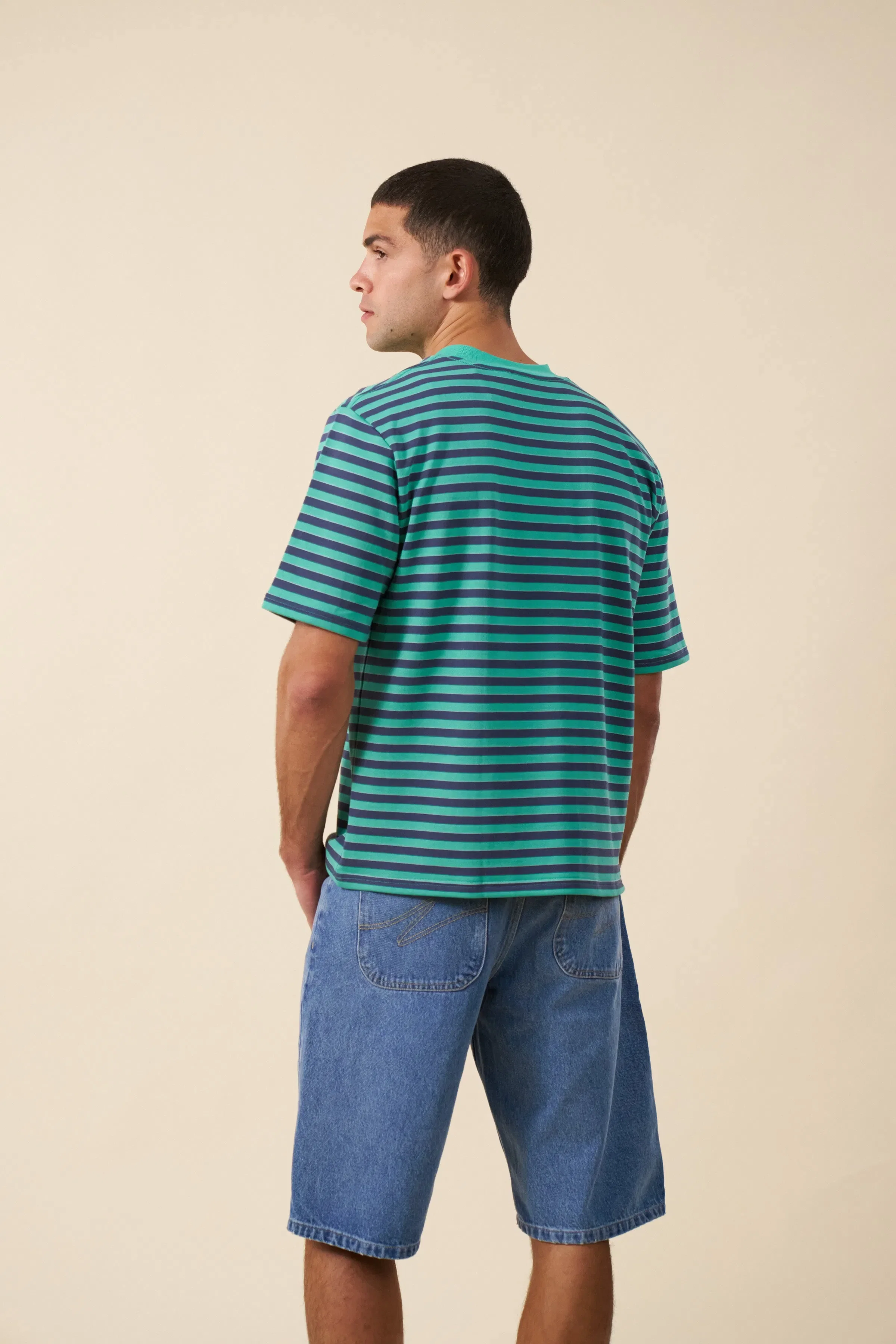 bound Stripe Retro Patch Tee - Menthol