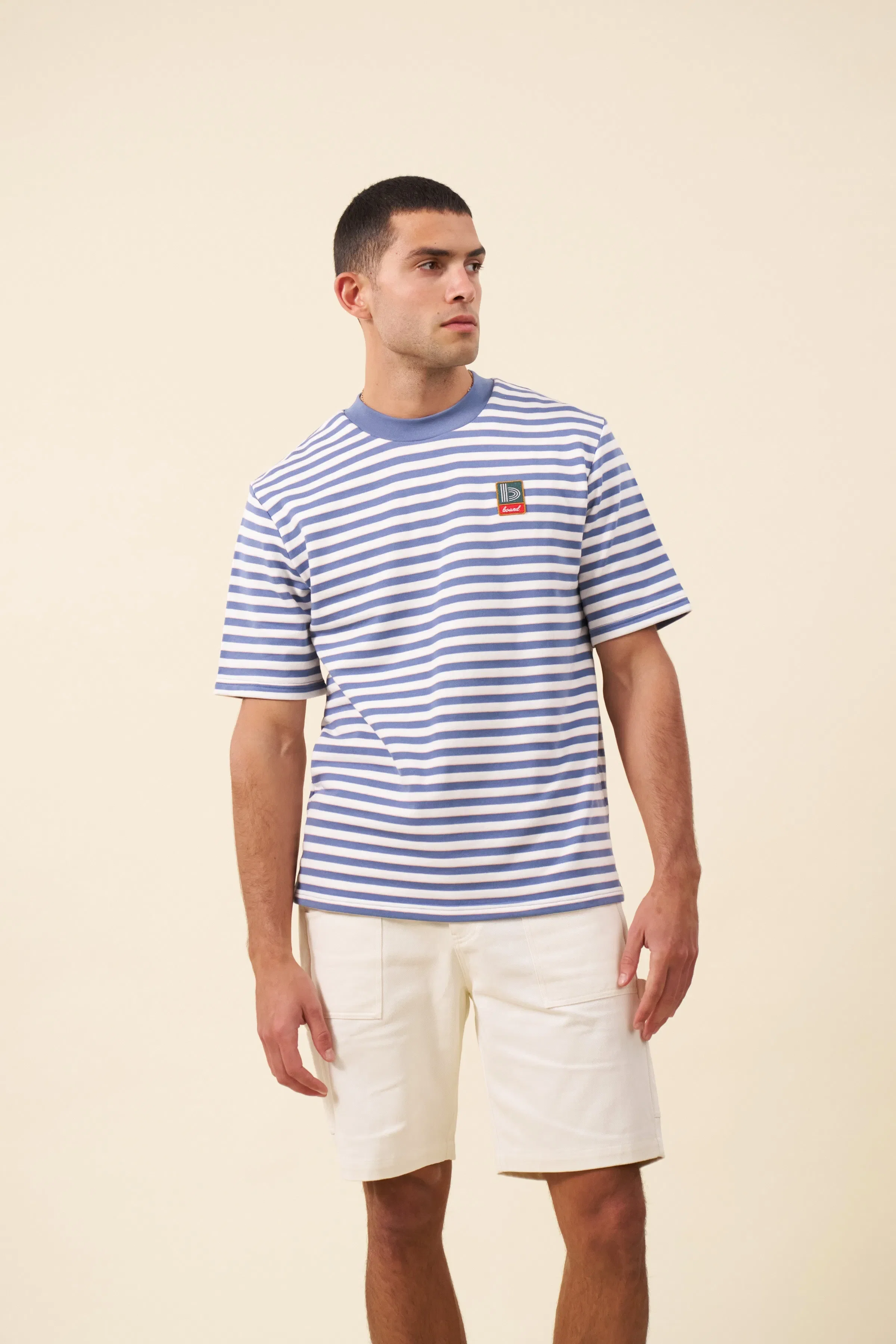bound Stripe Retro Patch Tee - Arctic
