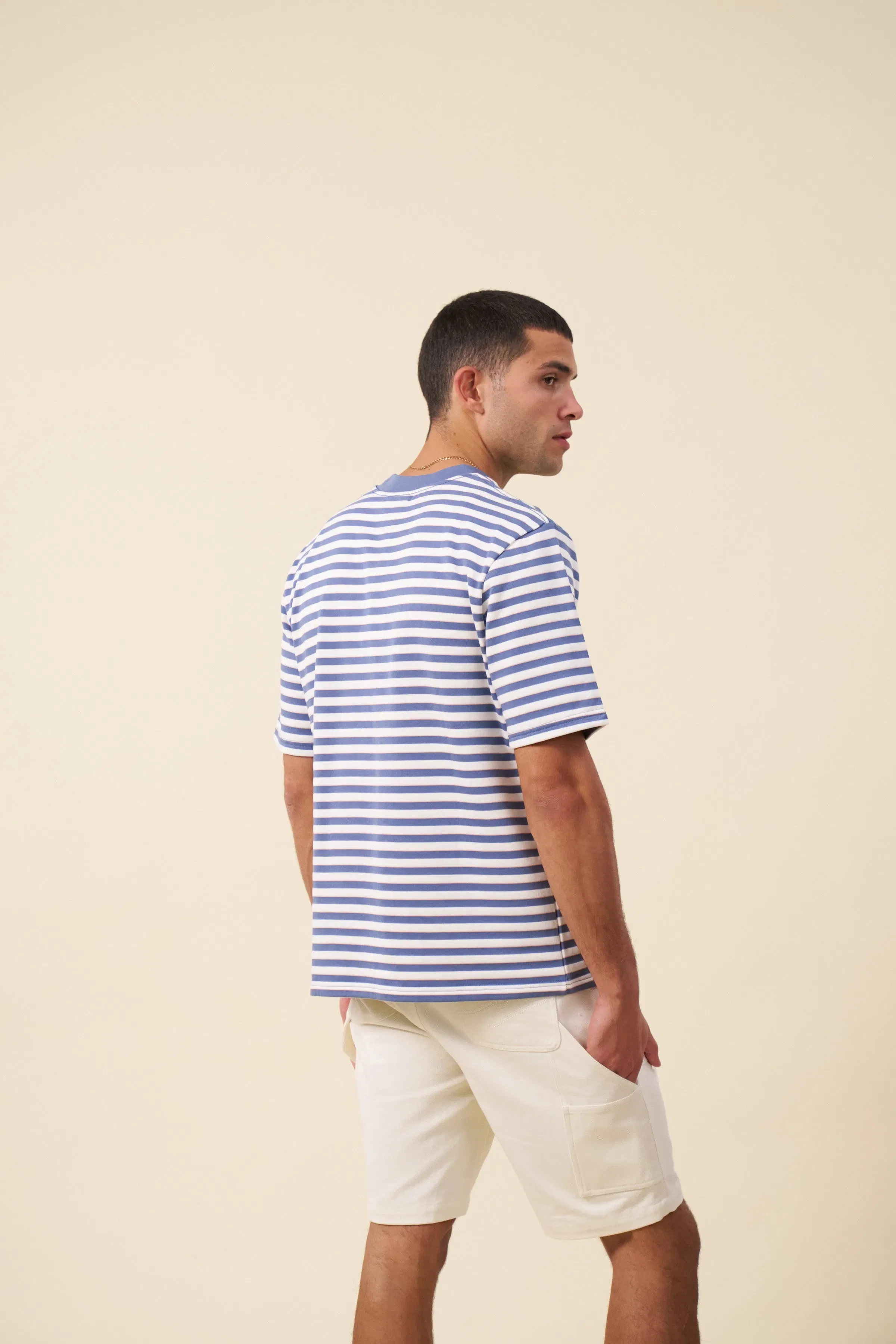 bound Stripe Retro Patch Tee - Arctic