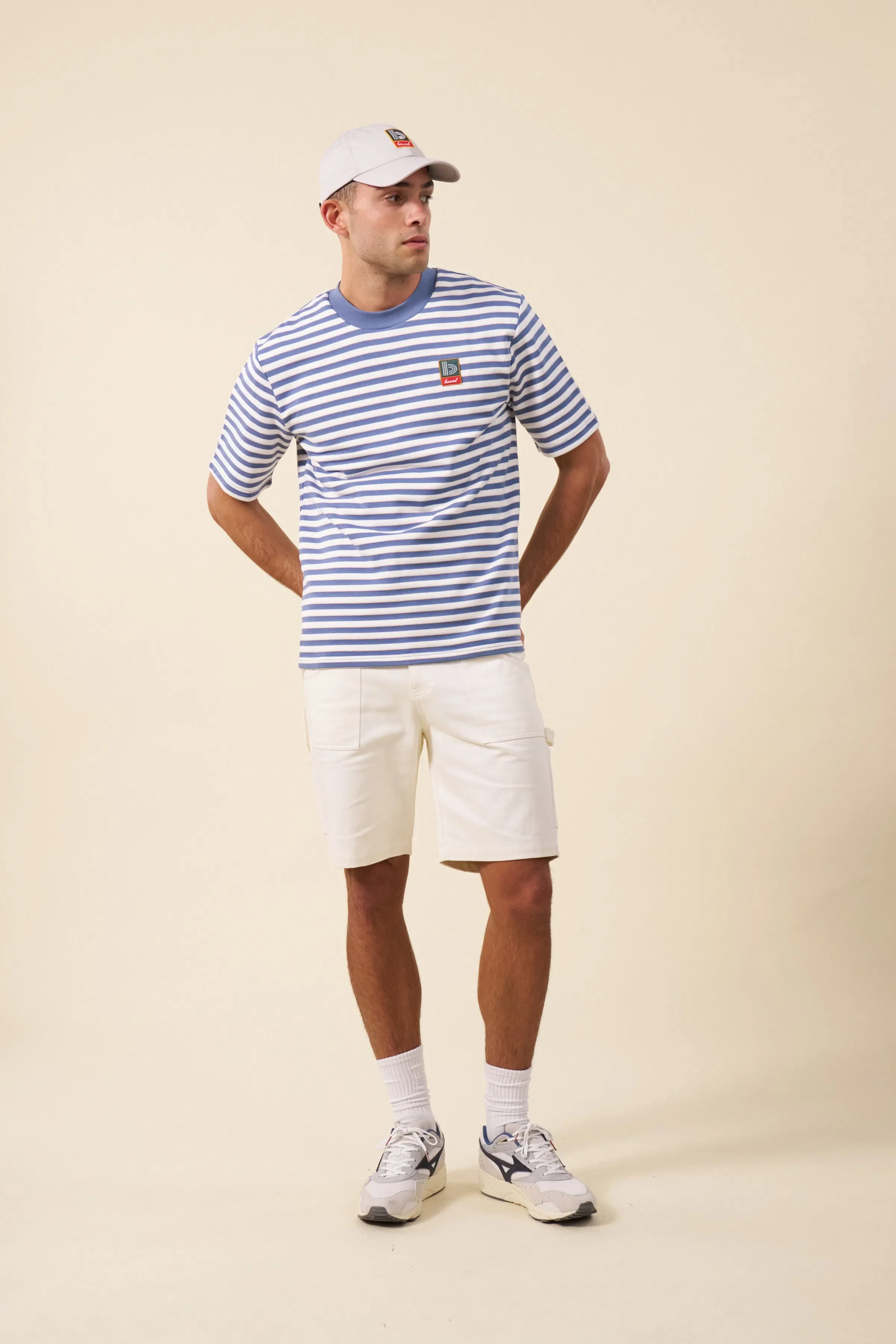 bound Stripe Retro Patch Tee - Arctic