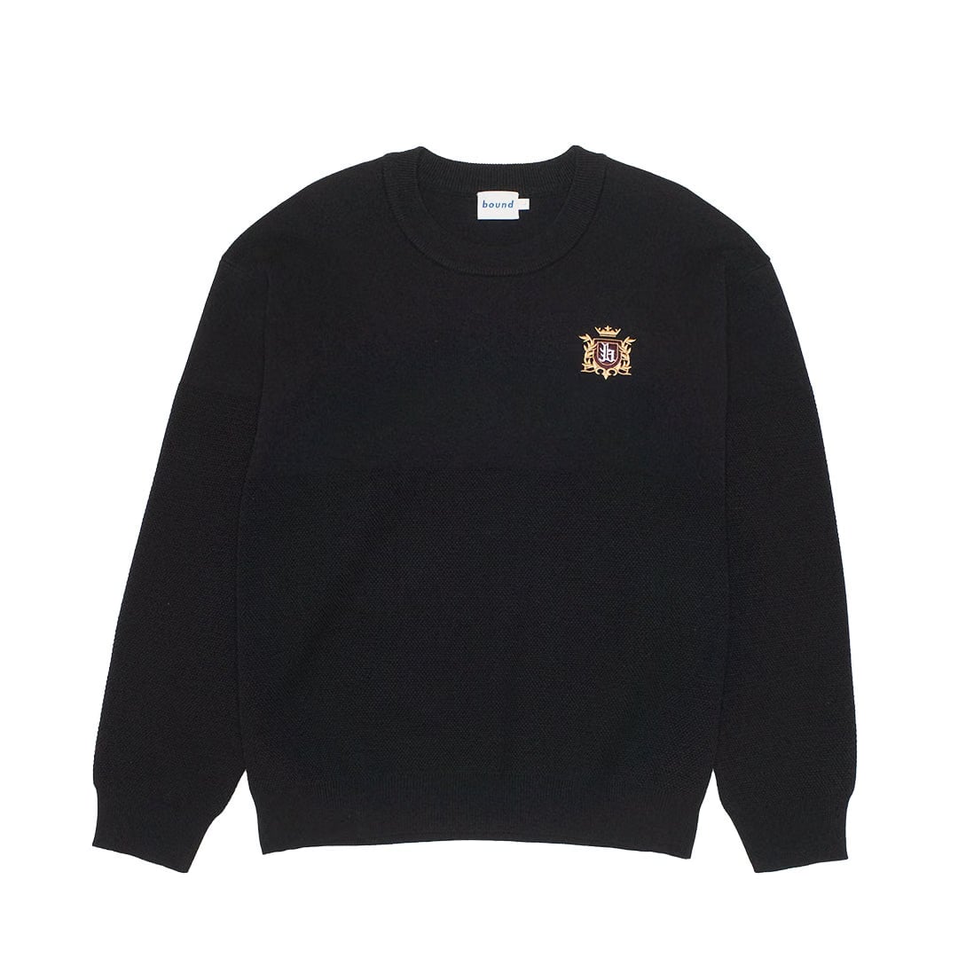 bound Crest Panel Knit Sweater - Black