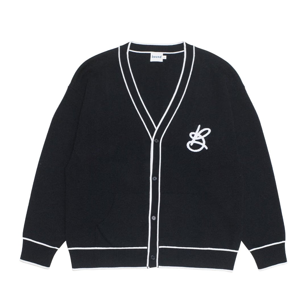 bound Signature Chenille Cardigan - Black