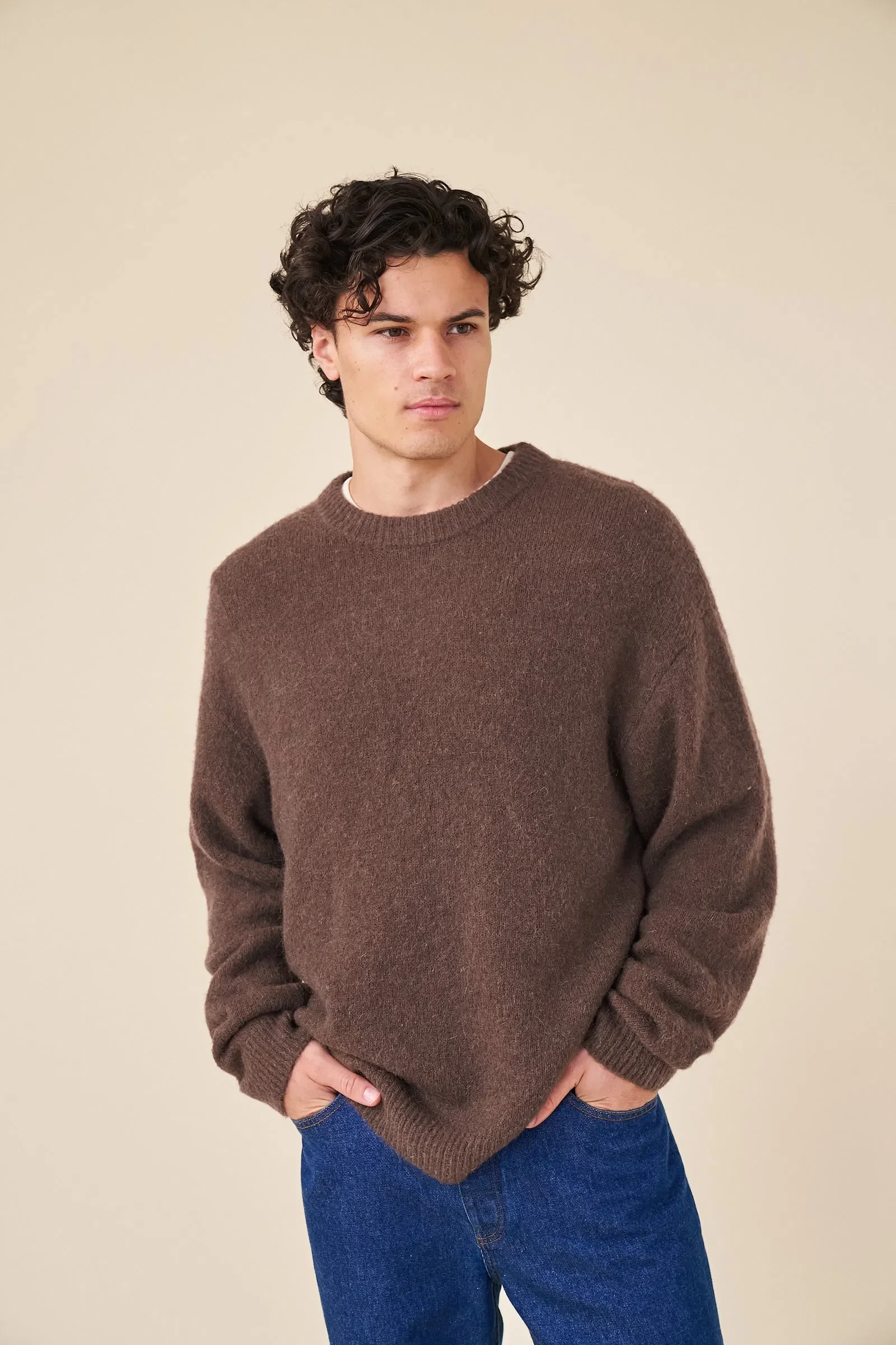 bound Baxter Mohair Blend Sweater - Walnut Brown