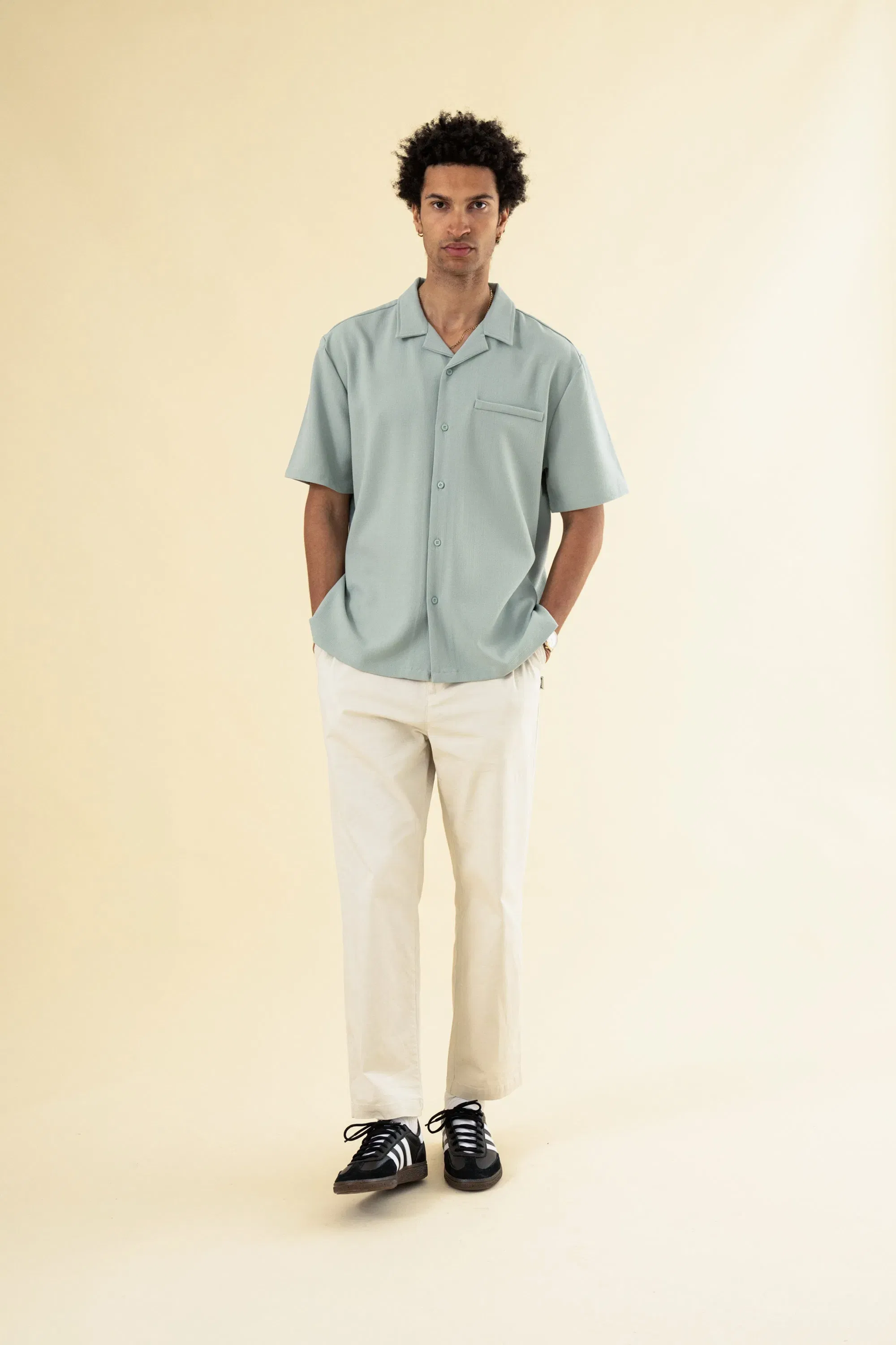 bound Heavy Cuban Textured SS Shirt - Brook Green