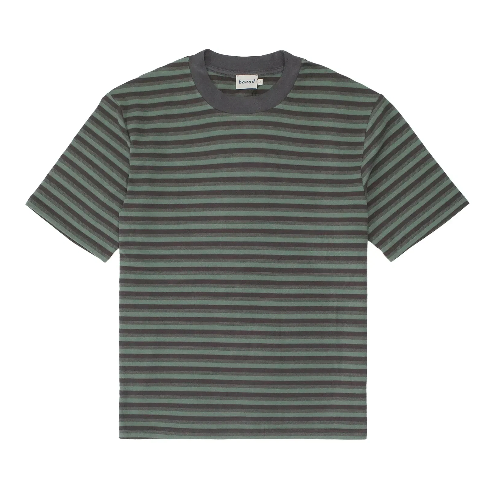 bound Peached Stripe Tee - Charcoal & Sage