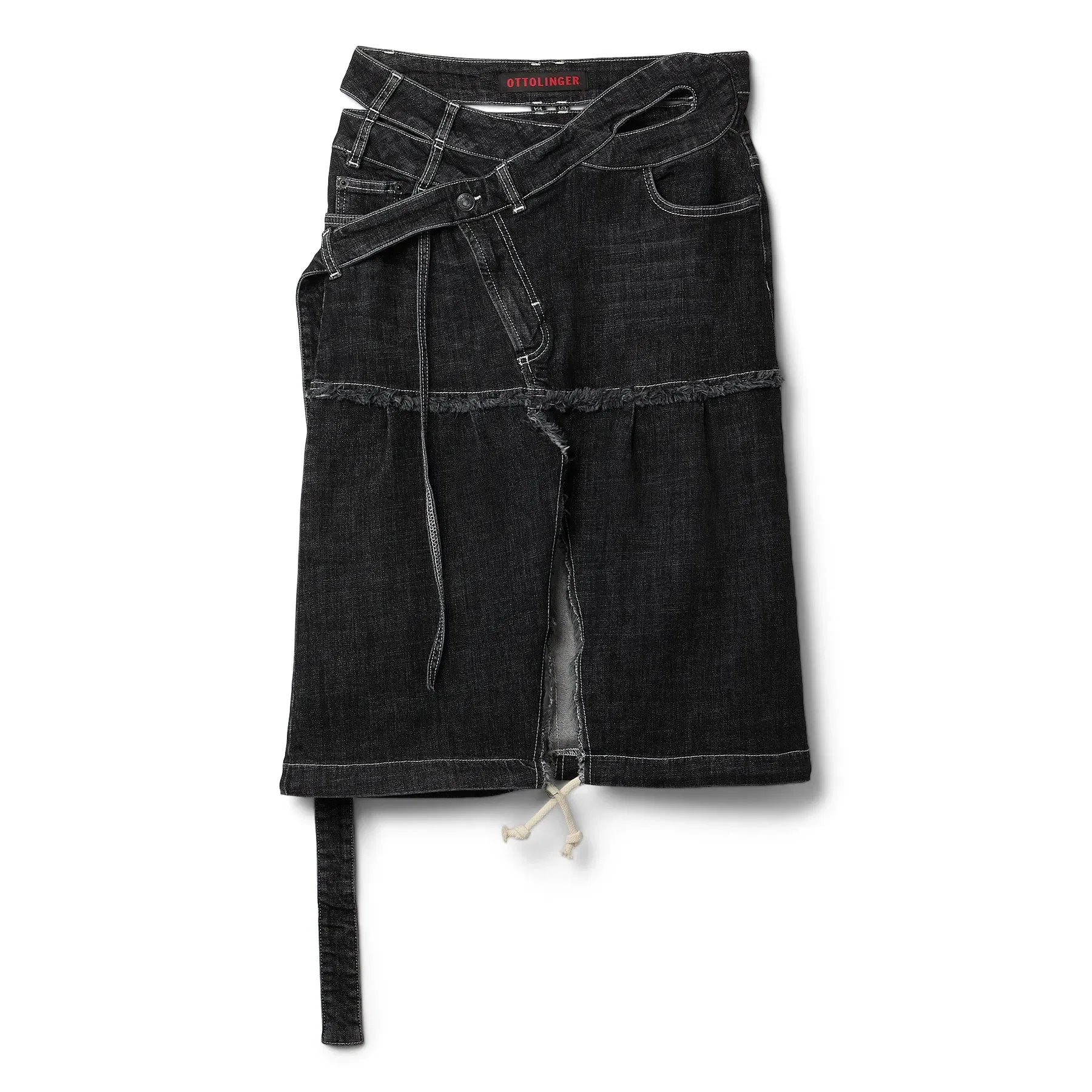 Ottolinger Signature Wrap Denim Skirt (Black wash)