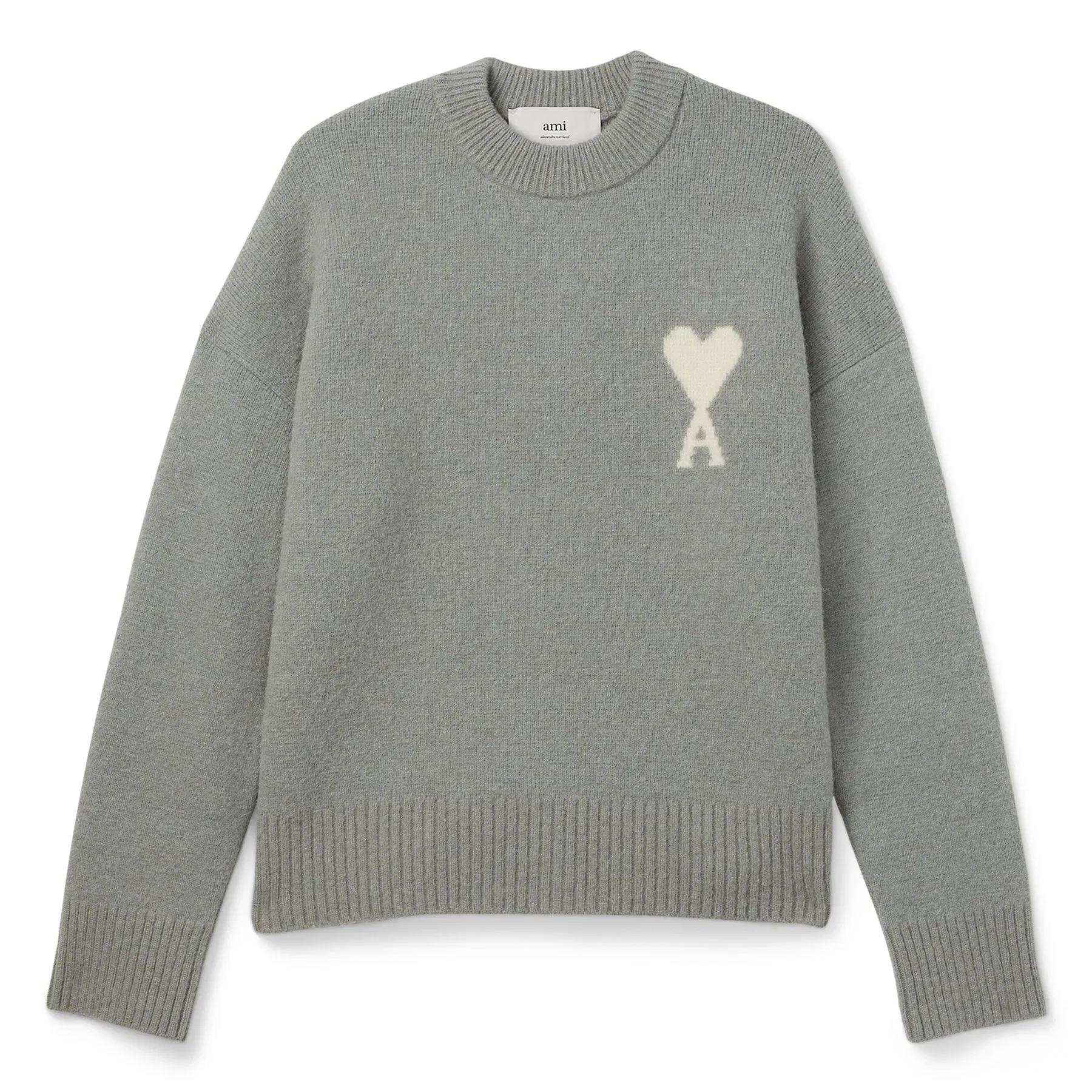 AMI ADC Alpaca Crewneck Sweater (Grey/Off white)