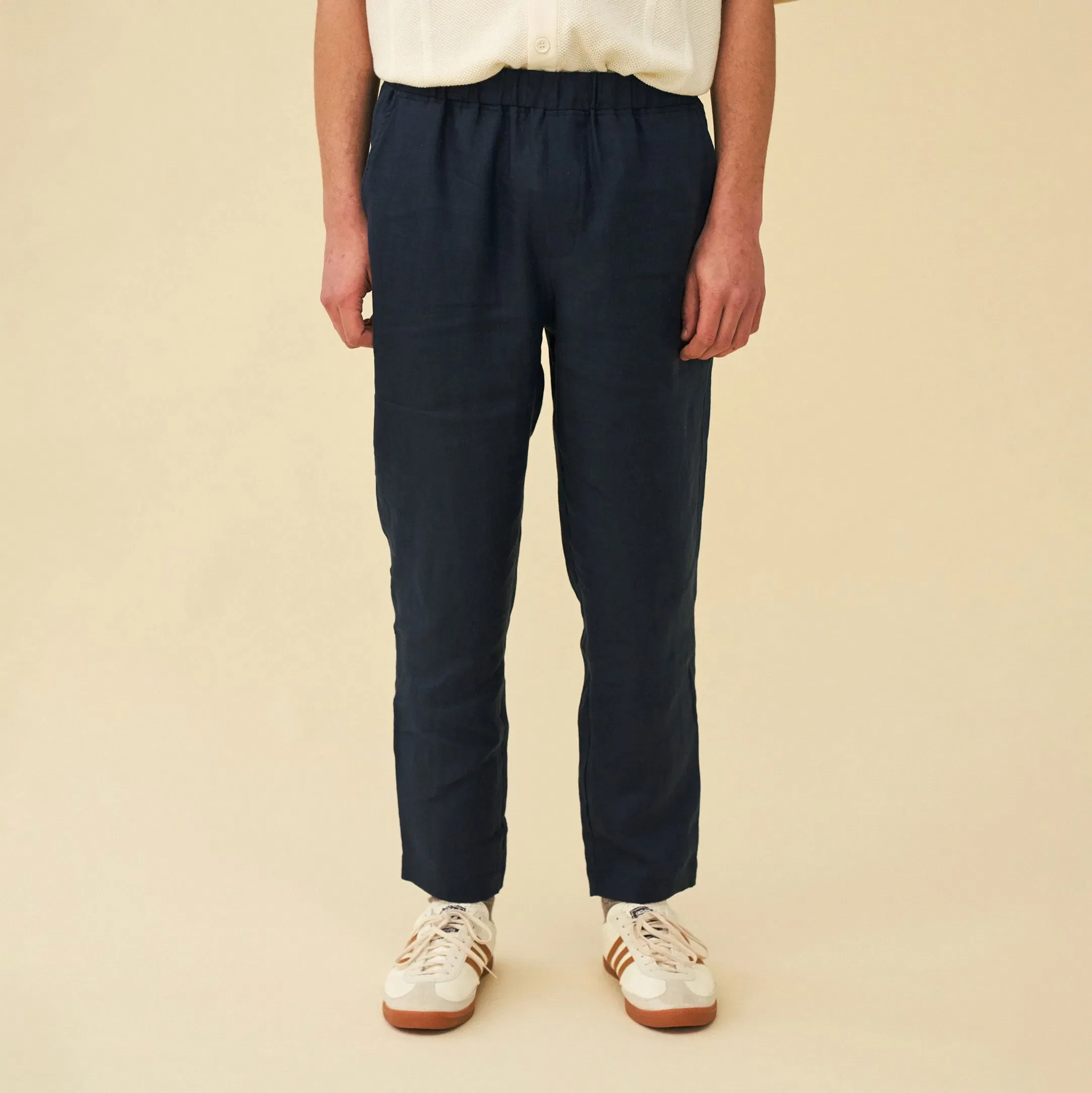 bound 'Seville' Linen Trousers - Navy