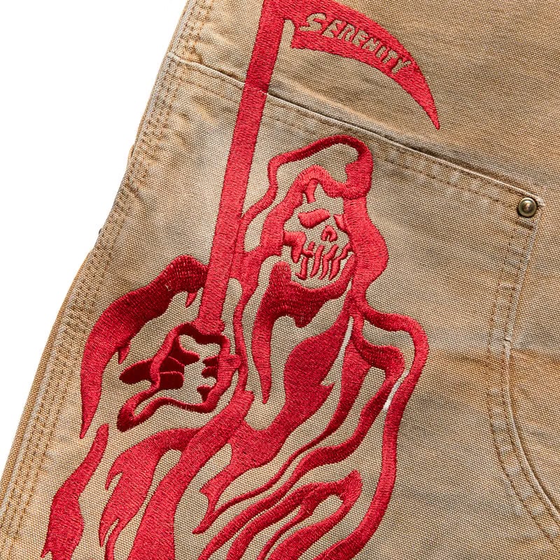 Warren Lotas Serenity Vintage Carhartt Double Knee Shorts - Tan/Cardinal
