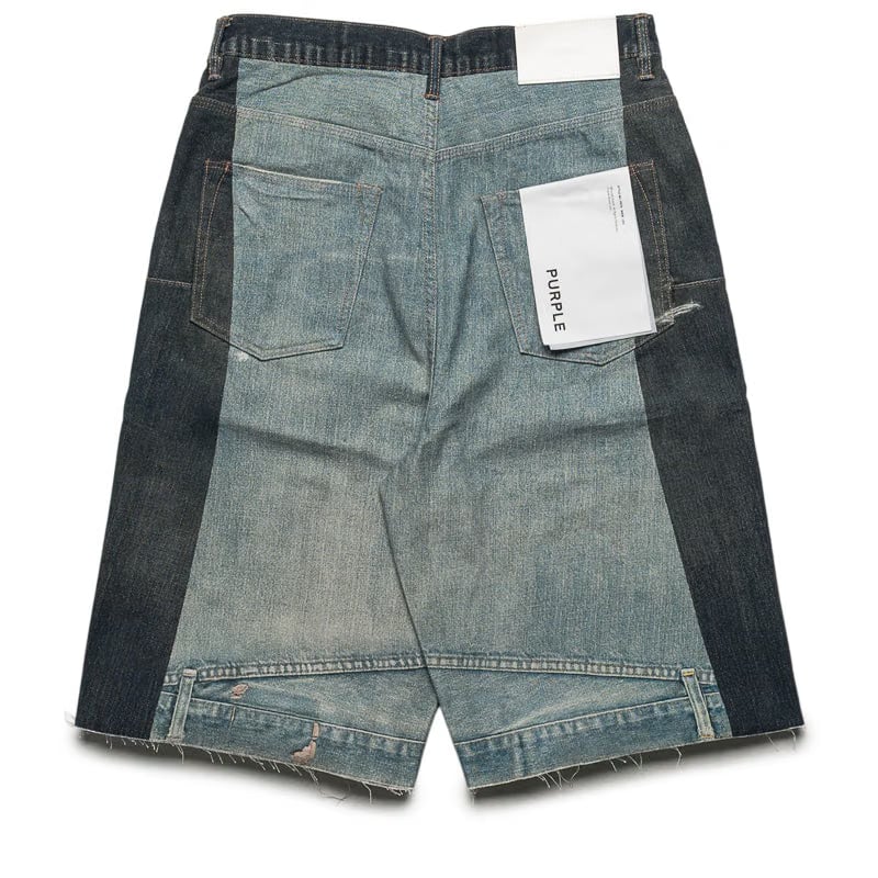 Purple Brand Upside Down Shorts - Light Indigo/Mid Indigo