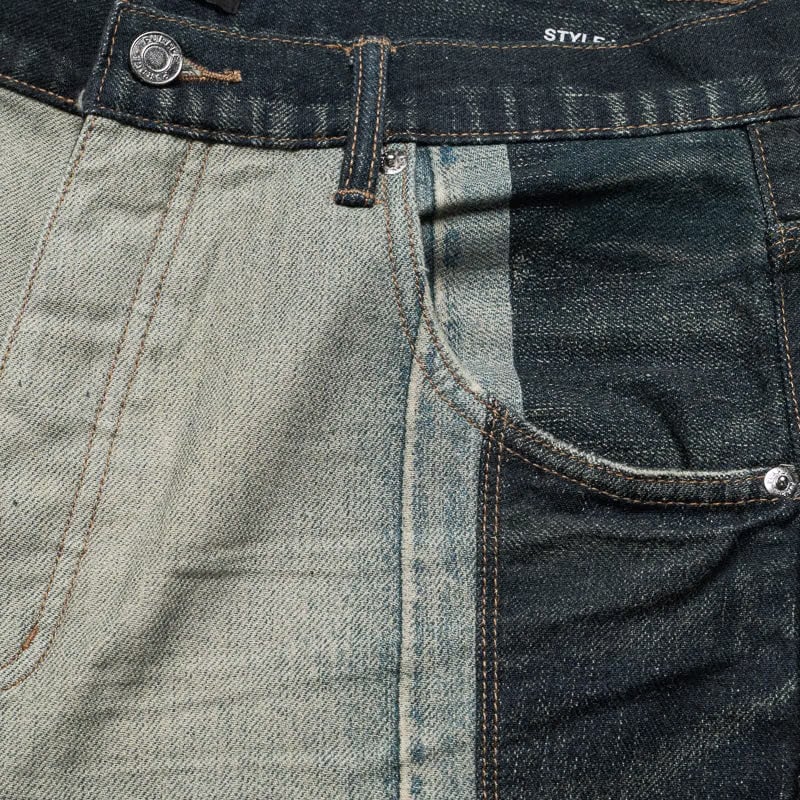 Purple Brand Upside Down Shorts - Light Indigo/Mid Indigo