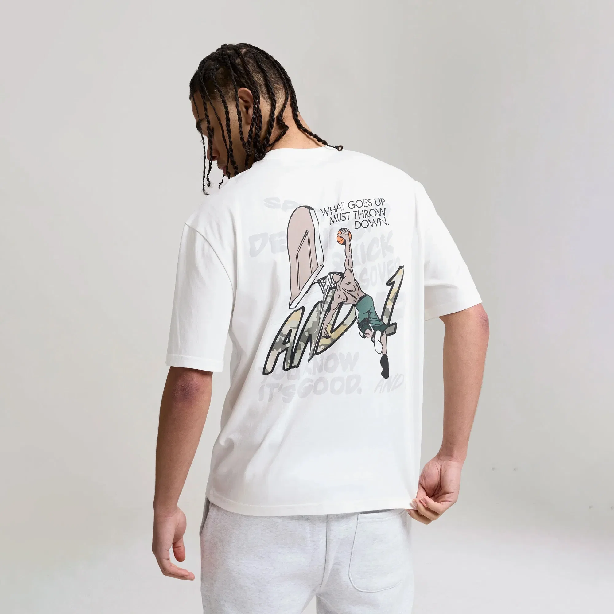 AND1 Mens Camo Dunk Oversized Graphic Tee