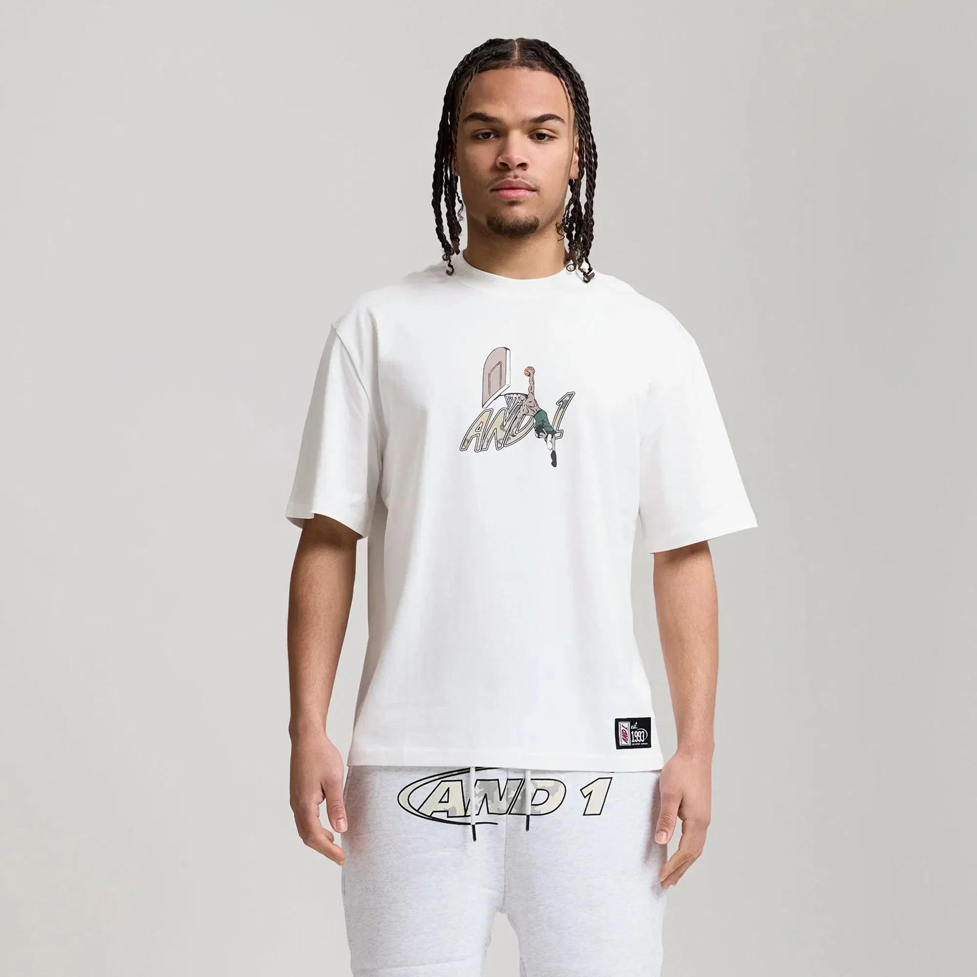 AND1 Mens Camo Dunk Oversized Graphic Tee