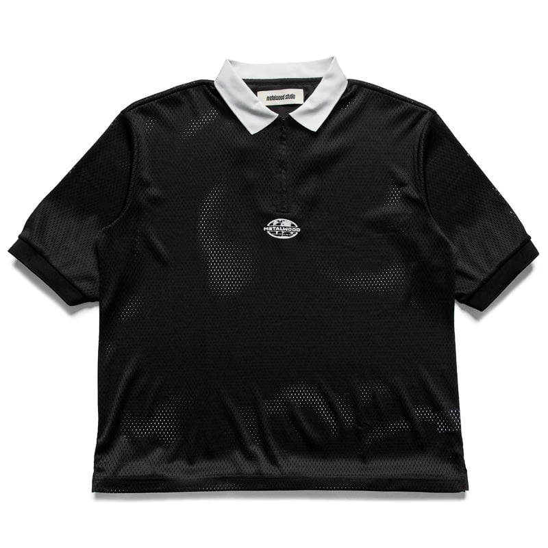 Metalwood Studio Quarter Zip Jersey Polo - Black
