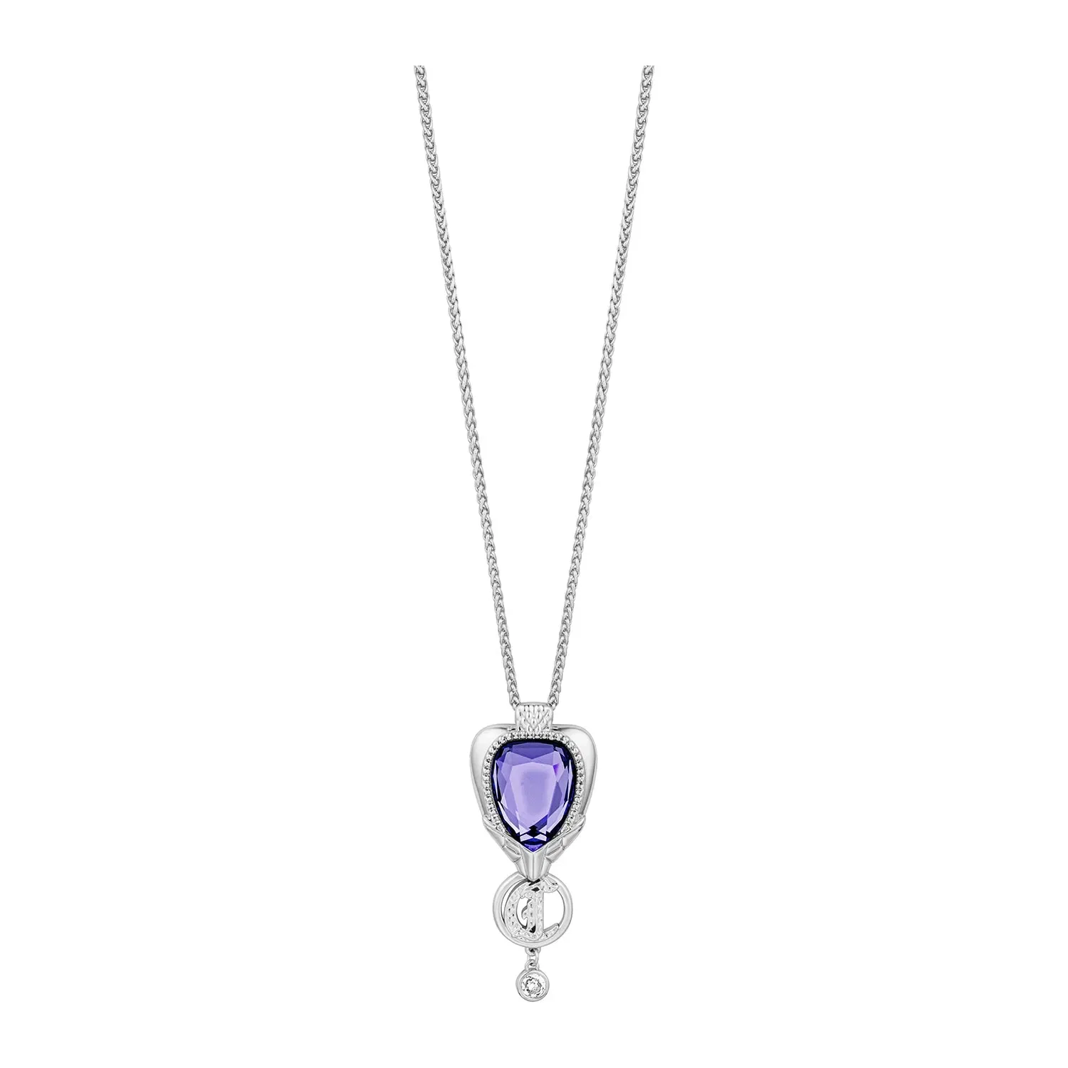 JUST CAVALLI Necklace, Silver Color, Stones Color: Purple Glass