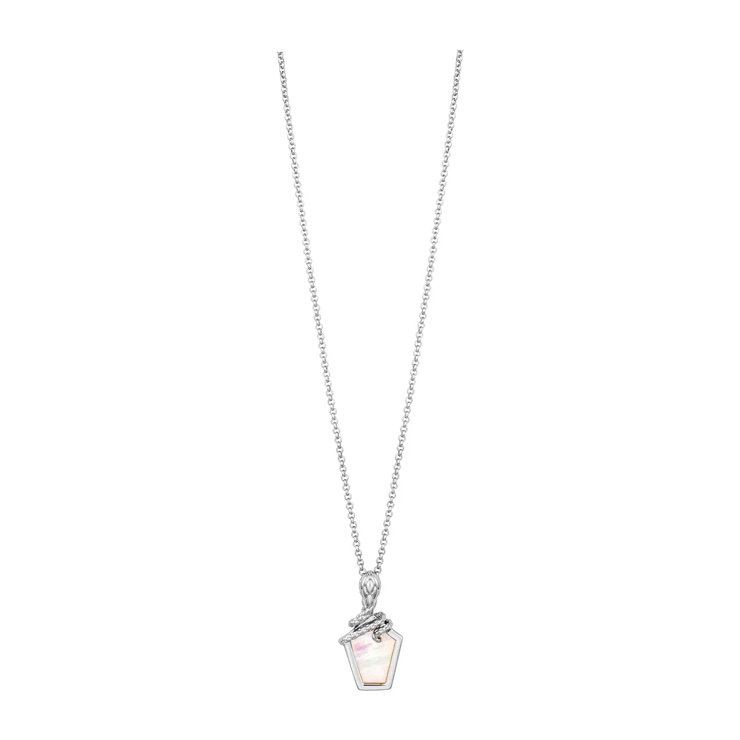 JUST CAVALLI Necklace, Silver Color, Stones Color: White MOP