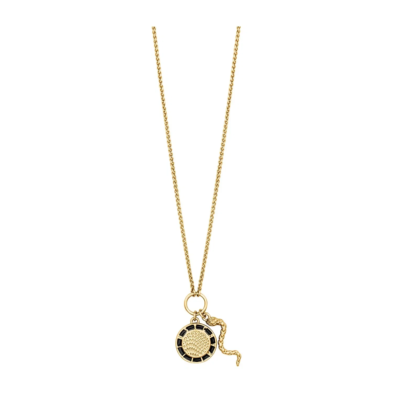 JUST CAVALLI Necklace, Gold Color, Stones Color: Black epoxy