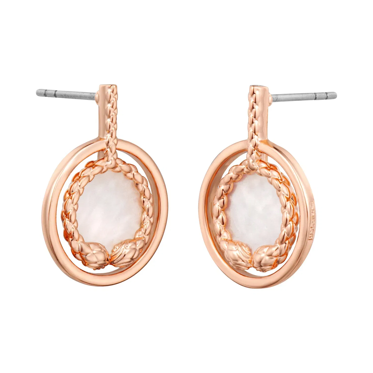 JUST CAVALLI Earrings, Rose Gold Color, White MOP, Stones Color: White