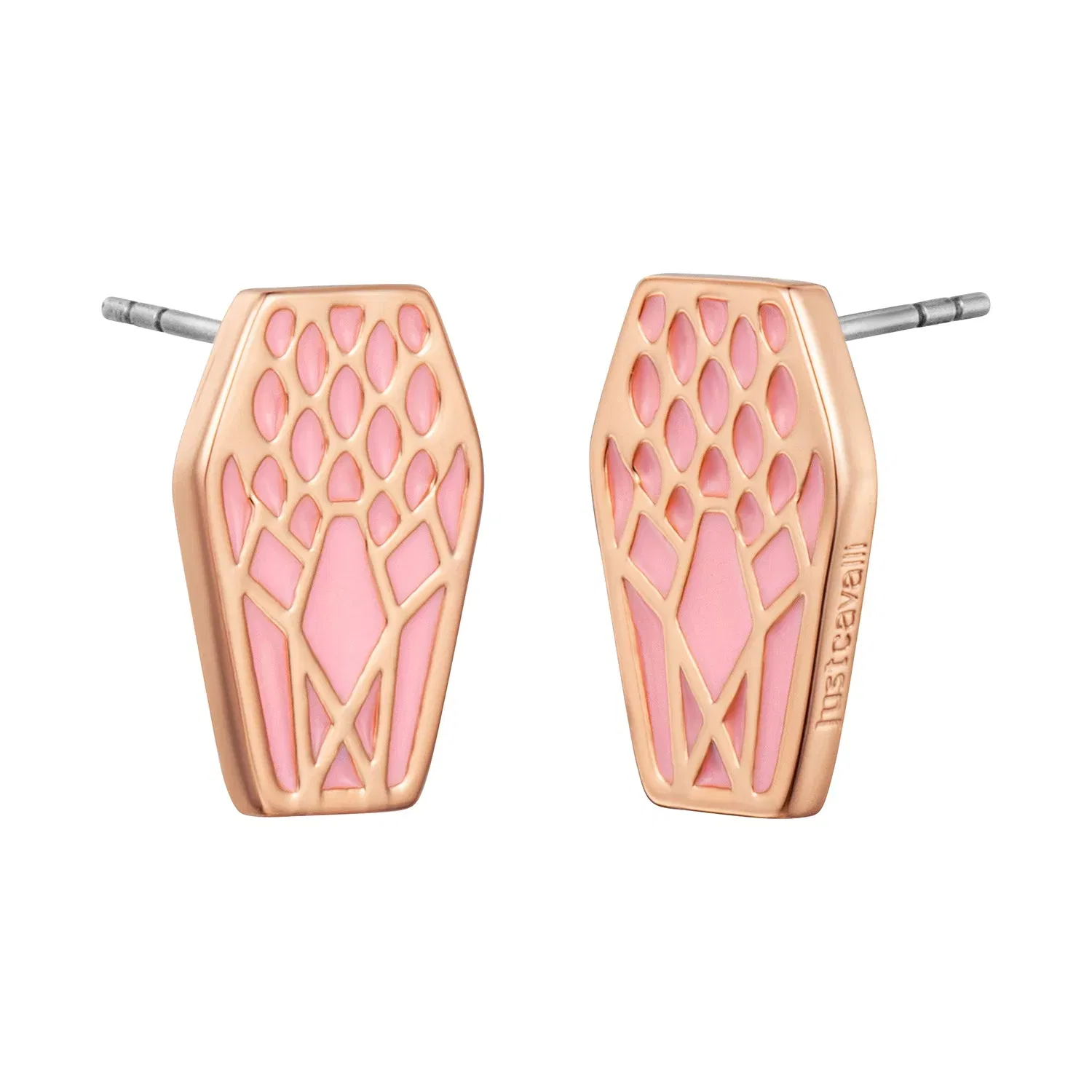 JUST CAVALLI Earrings, Rose Gold Color, Stones Color: Pink Epoxy